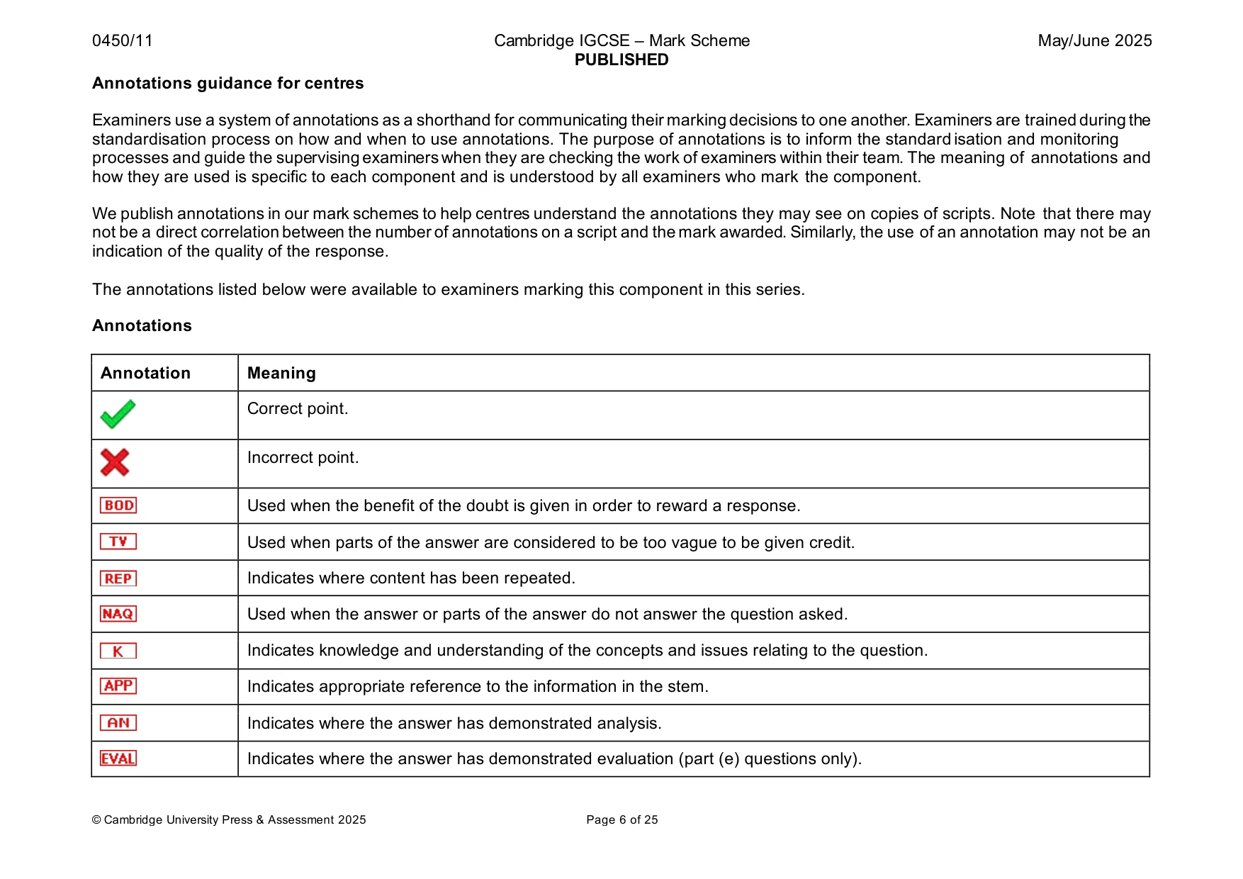 Mark scheme, page 6 of 25