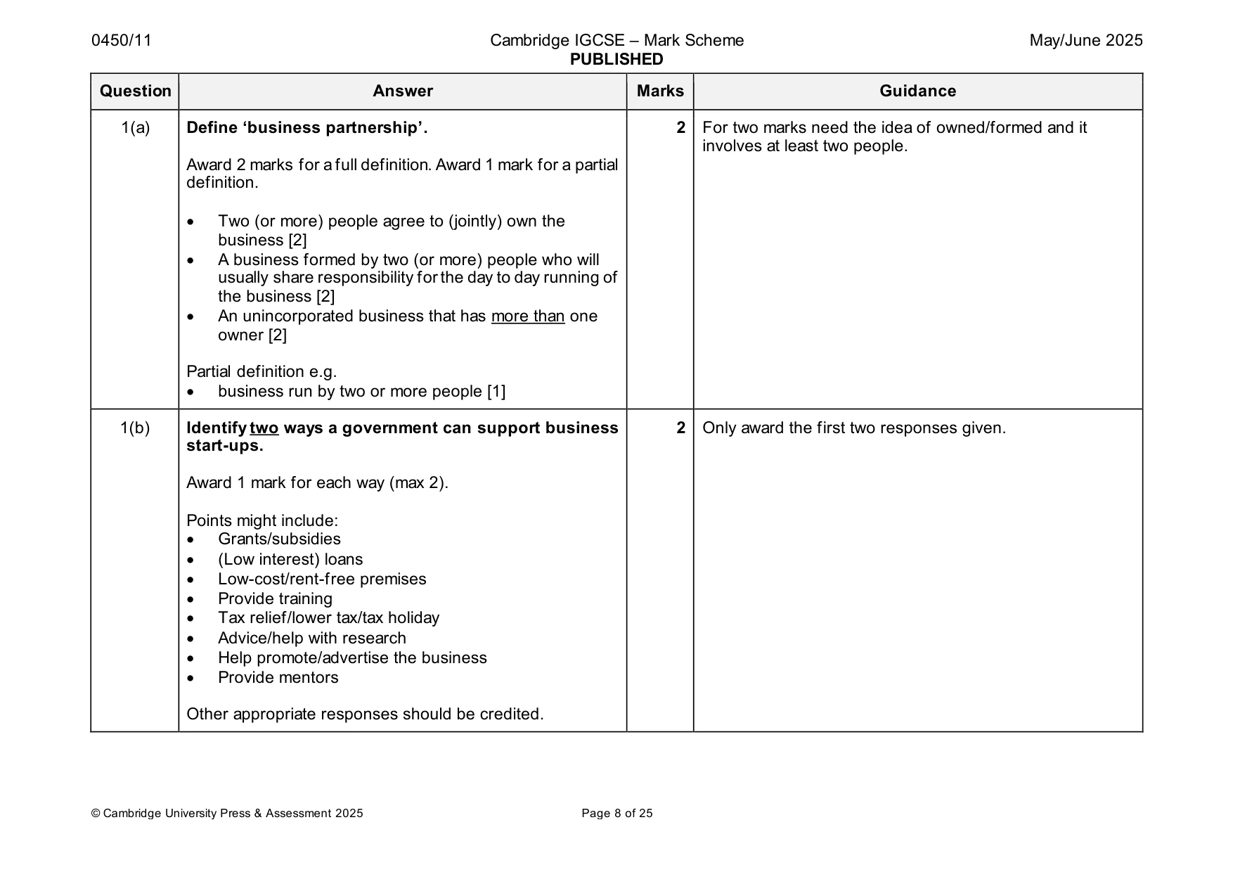 Mark scheme, page 8 of 25