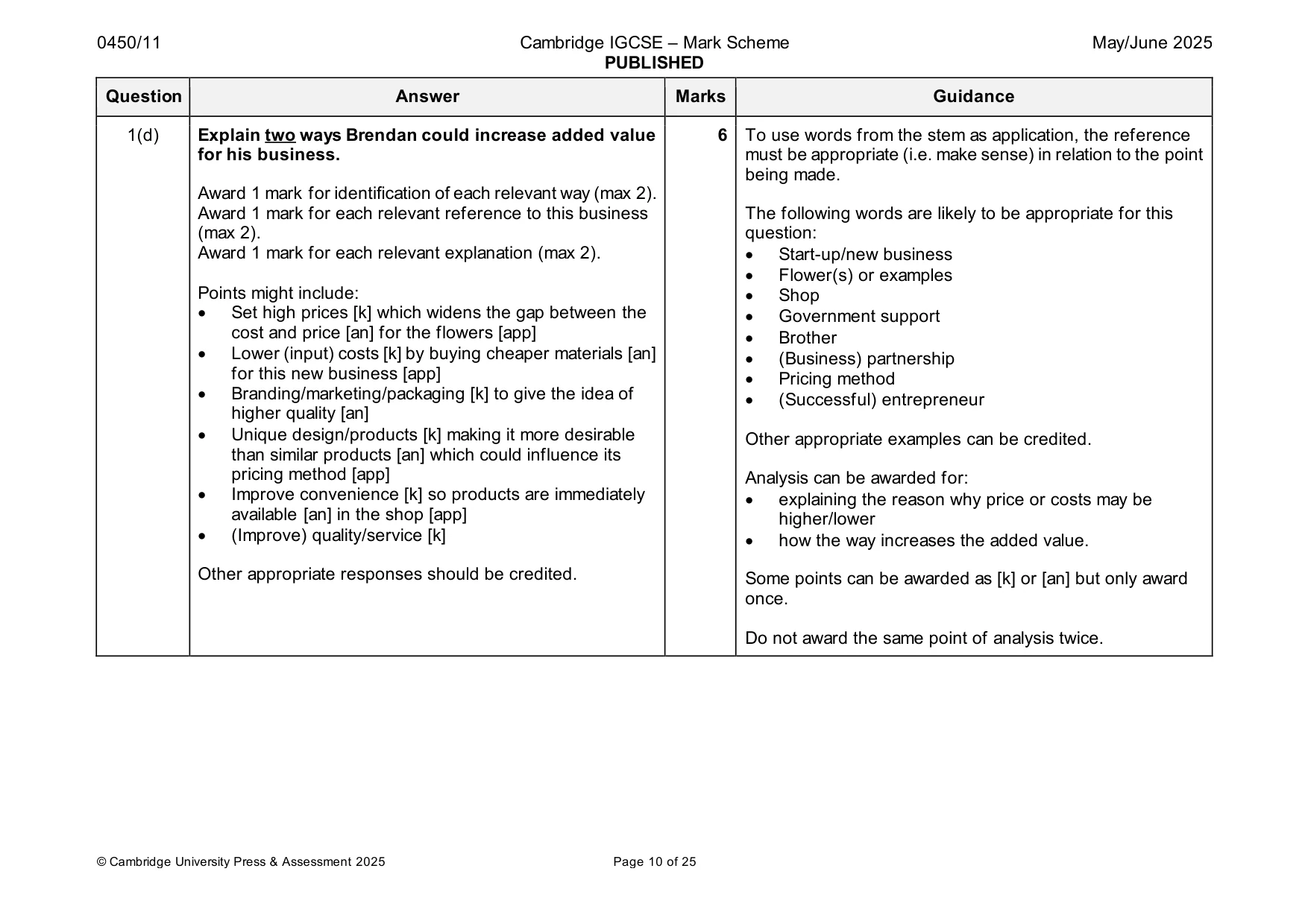 Mark scheme, page 10 of 25