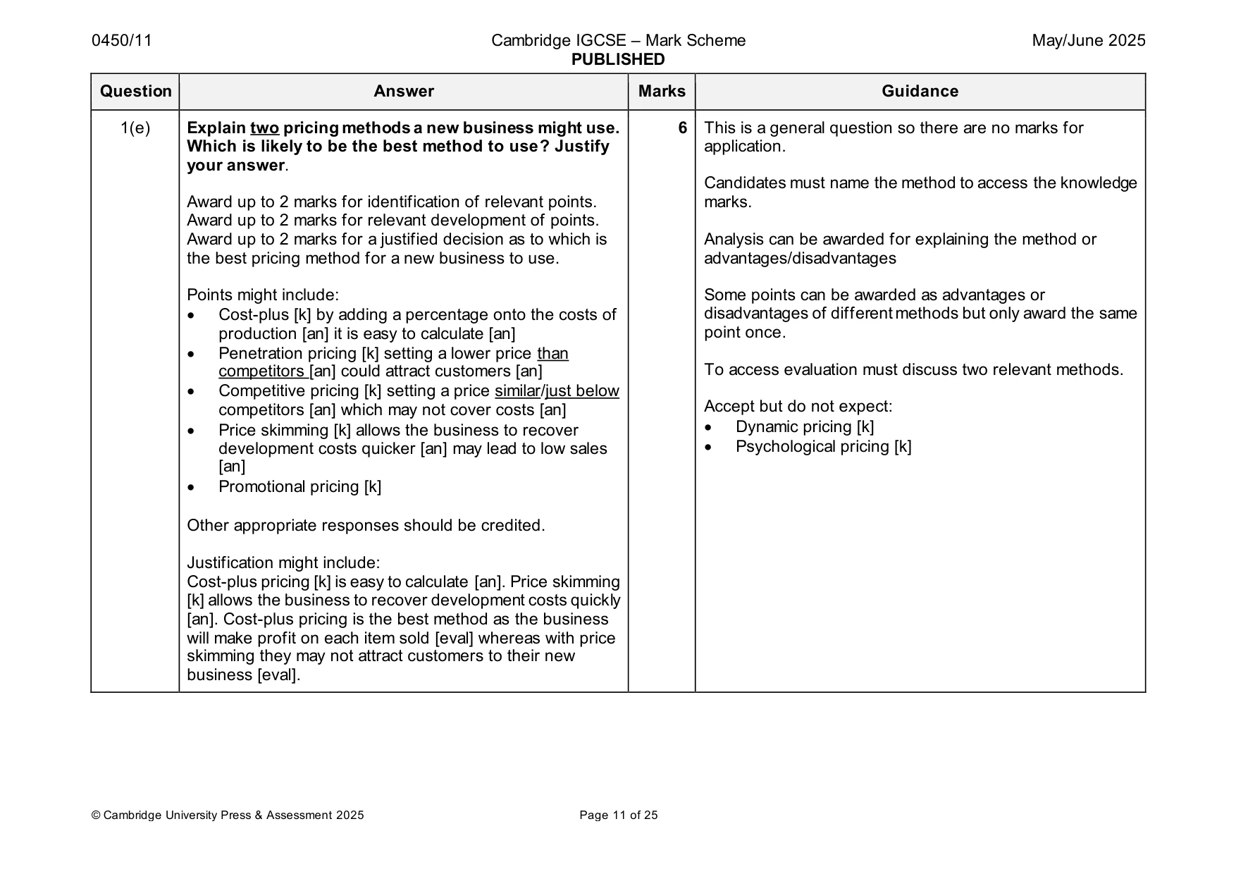 Mark scheme, page 11 of 25