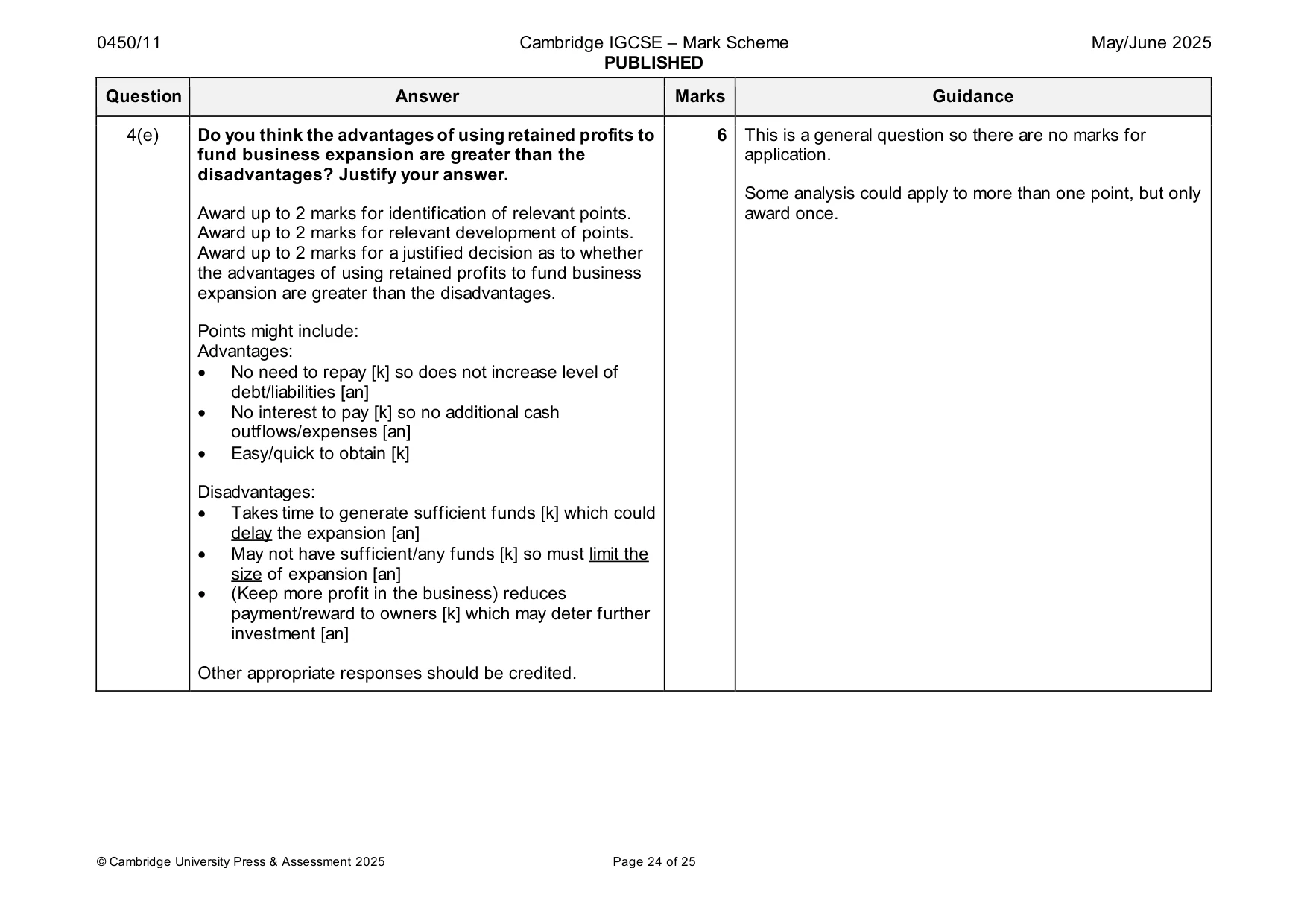 Mark scheme, page 24 of 25