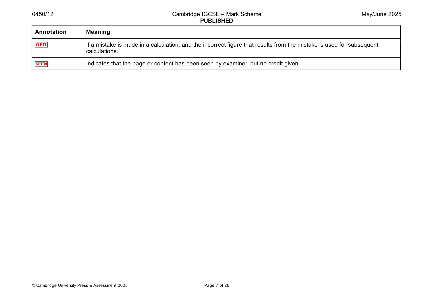 Mark scheme, page 7 of 26
