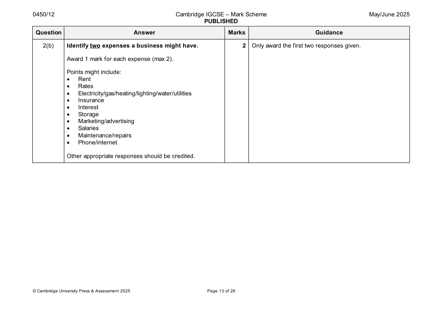 Mark scheme, page 13 of 26