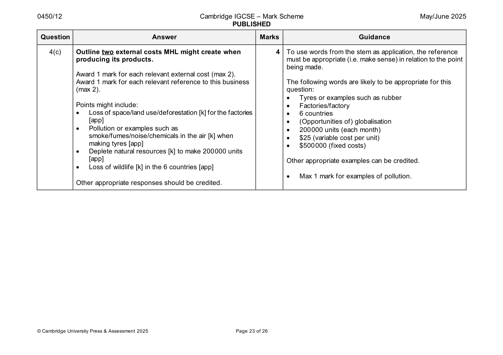 Mark scheme, page 23 of 26