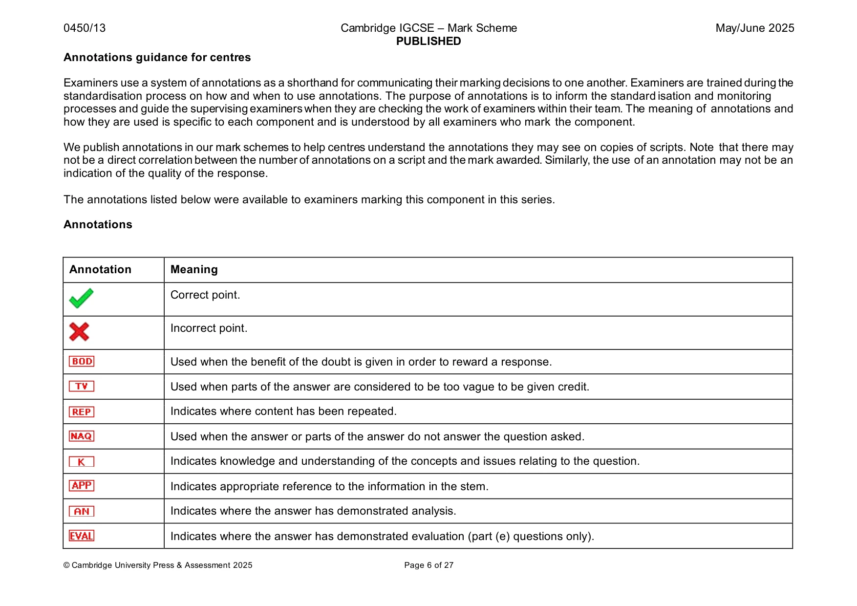 Mark scheme, page 6 of 27