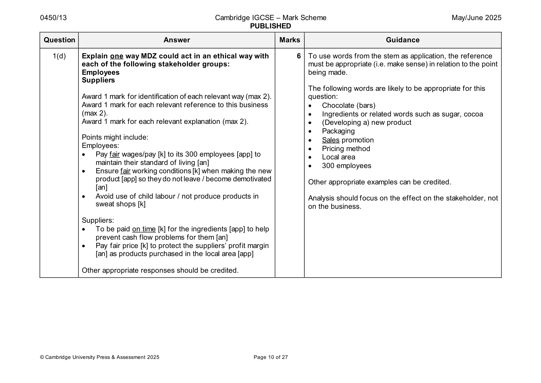 Mark scheme, page 10 of 27