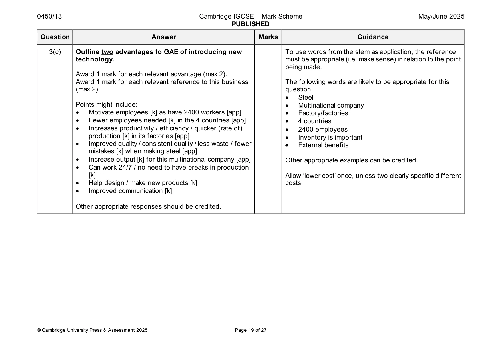 Mark scheme, page 19 of 27