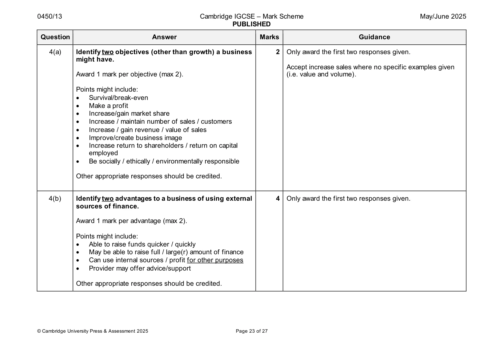 Mark scheme, page 23 of 27