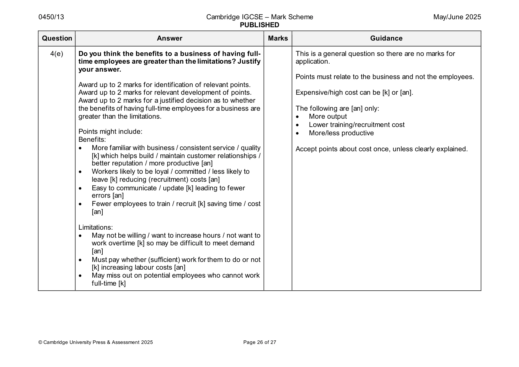 Mark scheme, page 26 of 27
