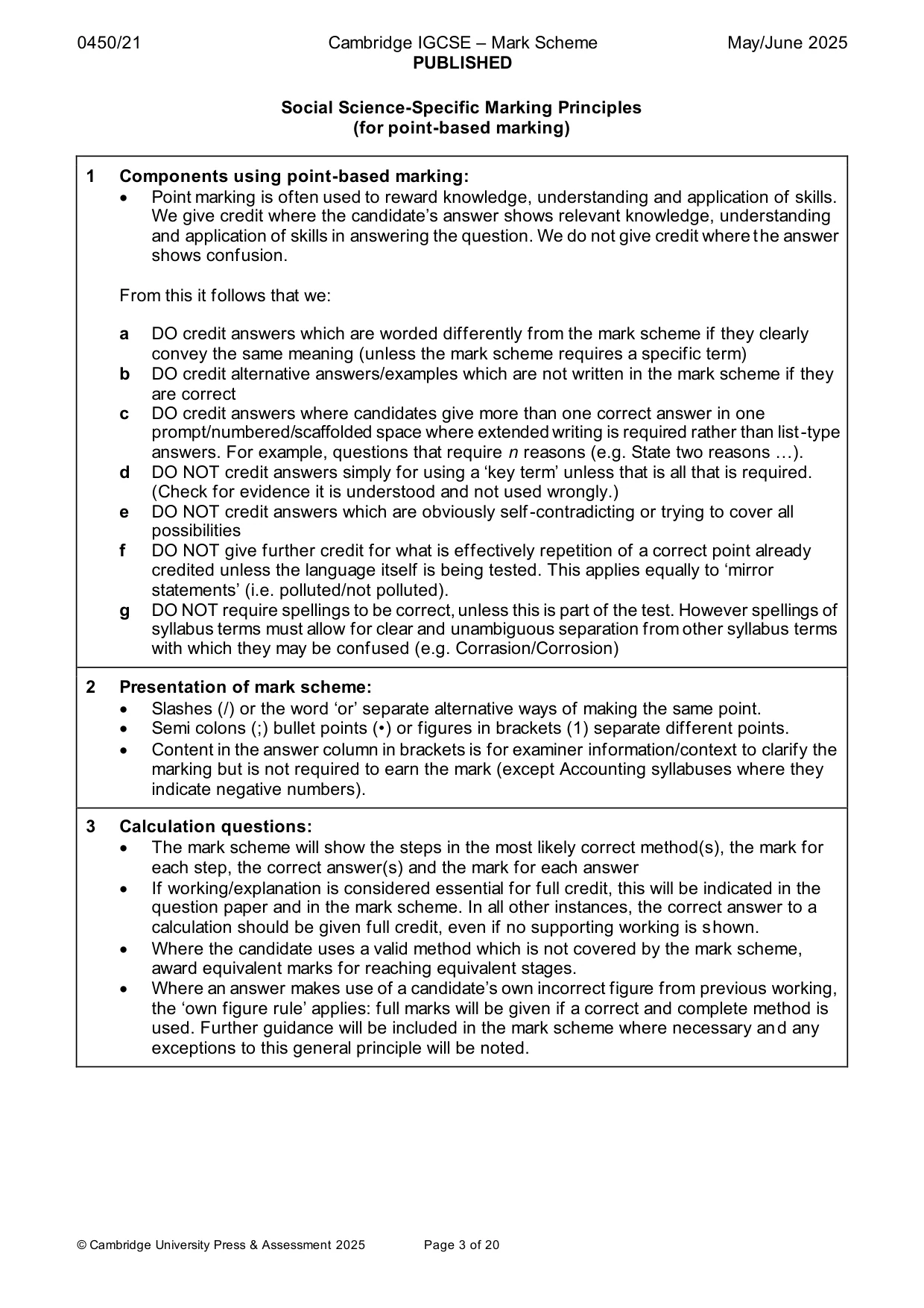 Mark scheme, page 3 of 20