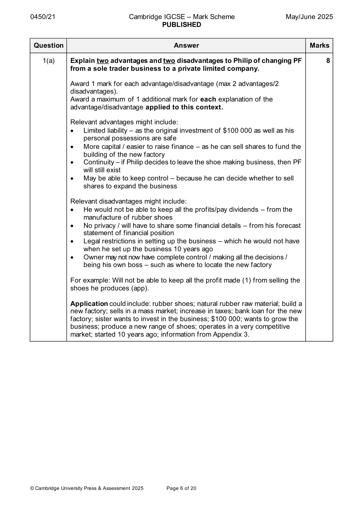 Mark scheme, page 6 of 20