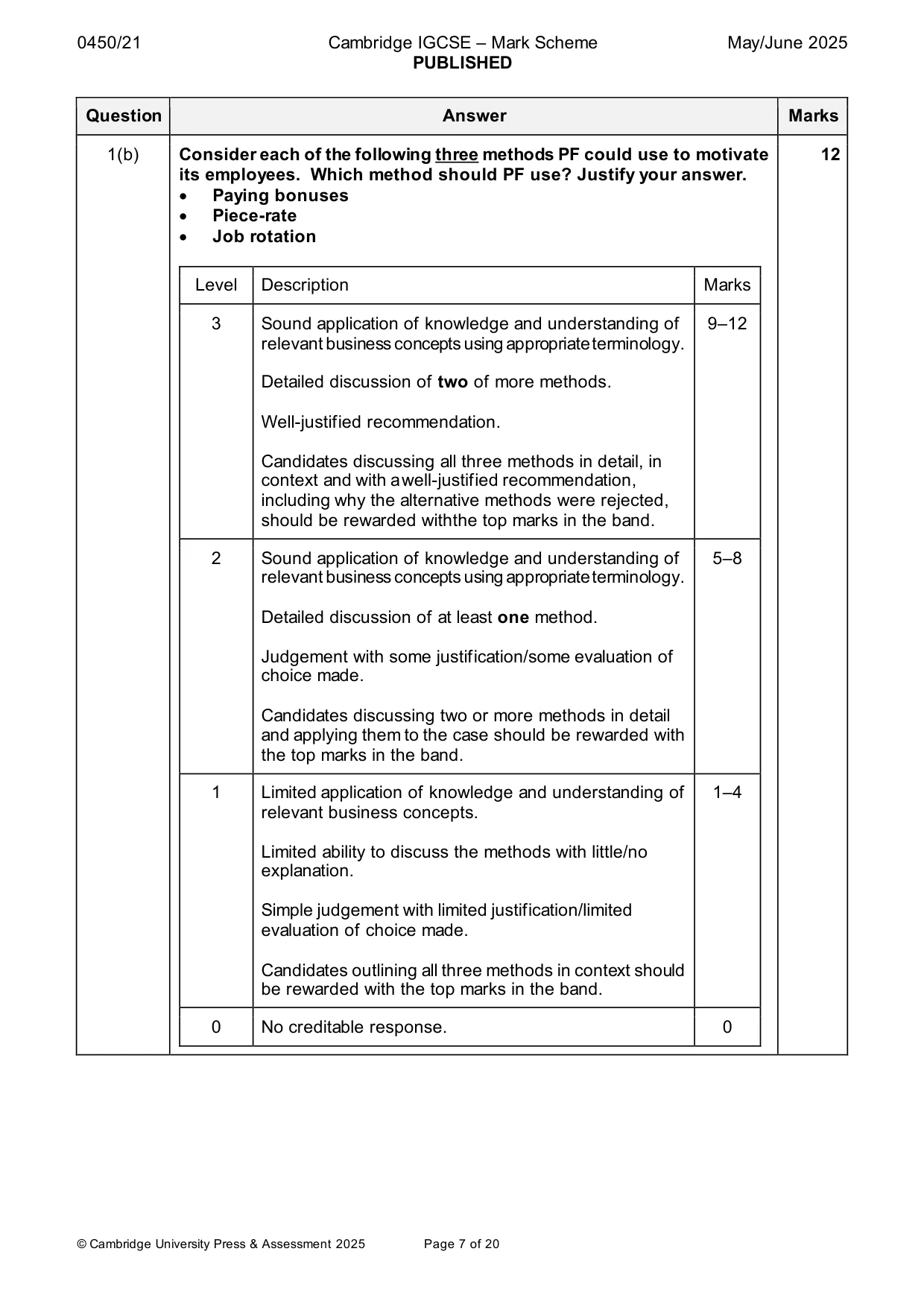 Mark scheme, page 7 of 20
