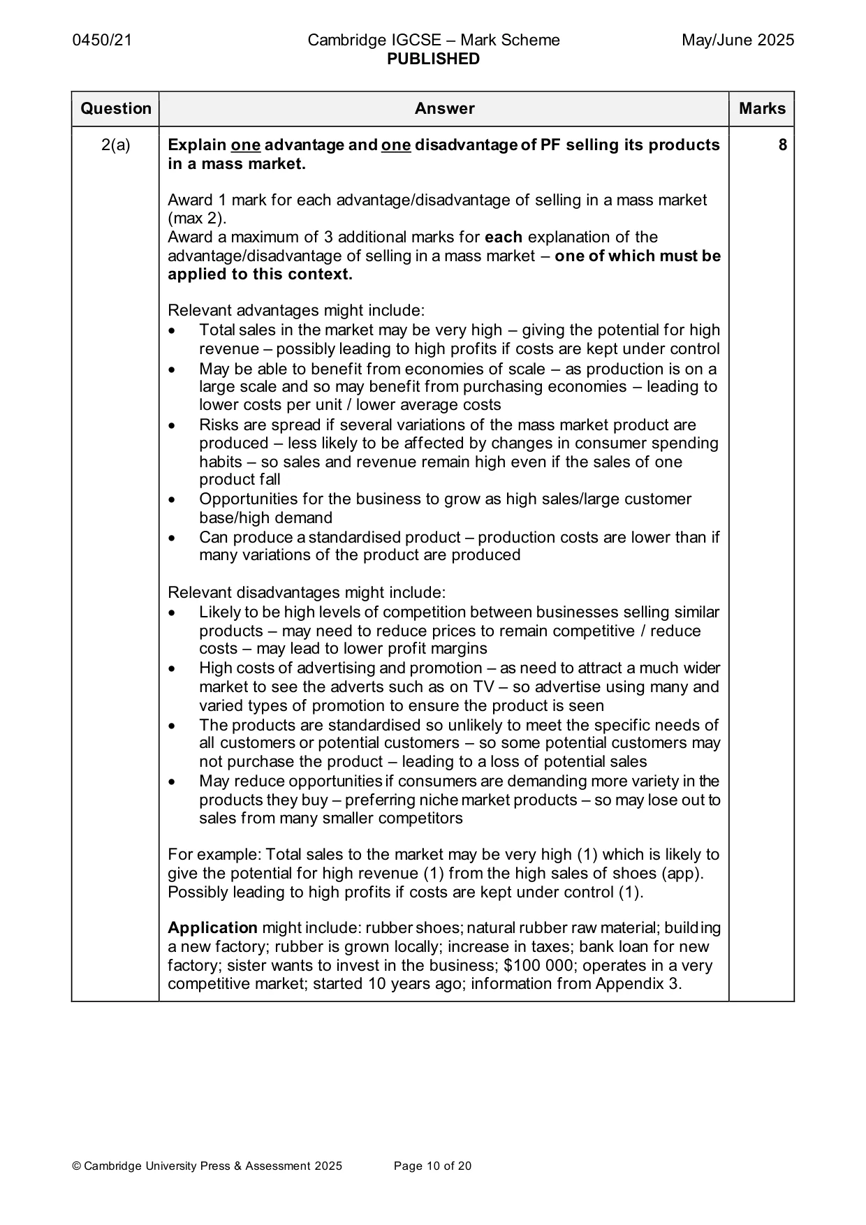 Mark scheme, page 10 of 20