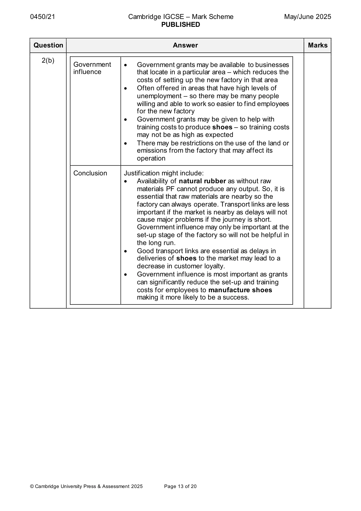 Mark scheme, page 13 of 20