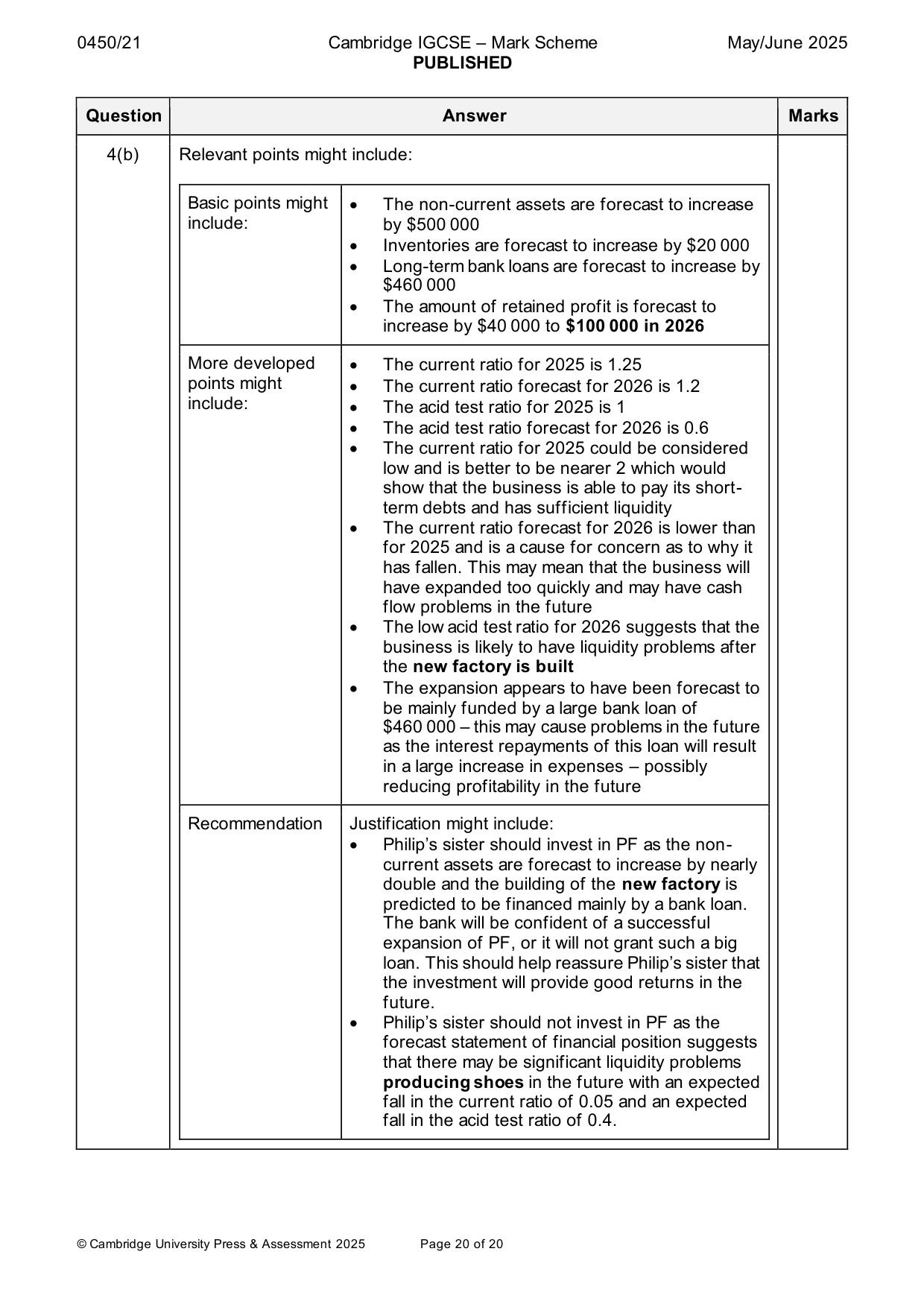 Mark scheme, page 20 of 20