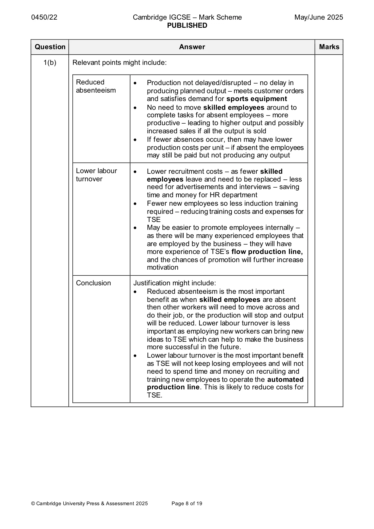 Mark scheme, page 8 of 19