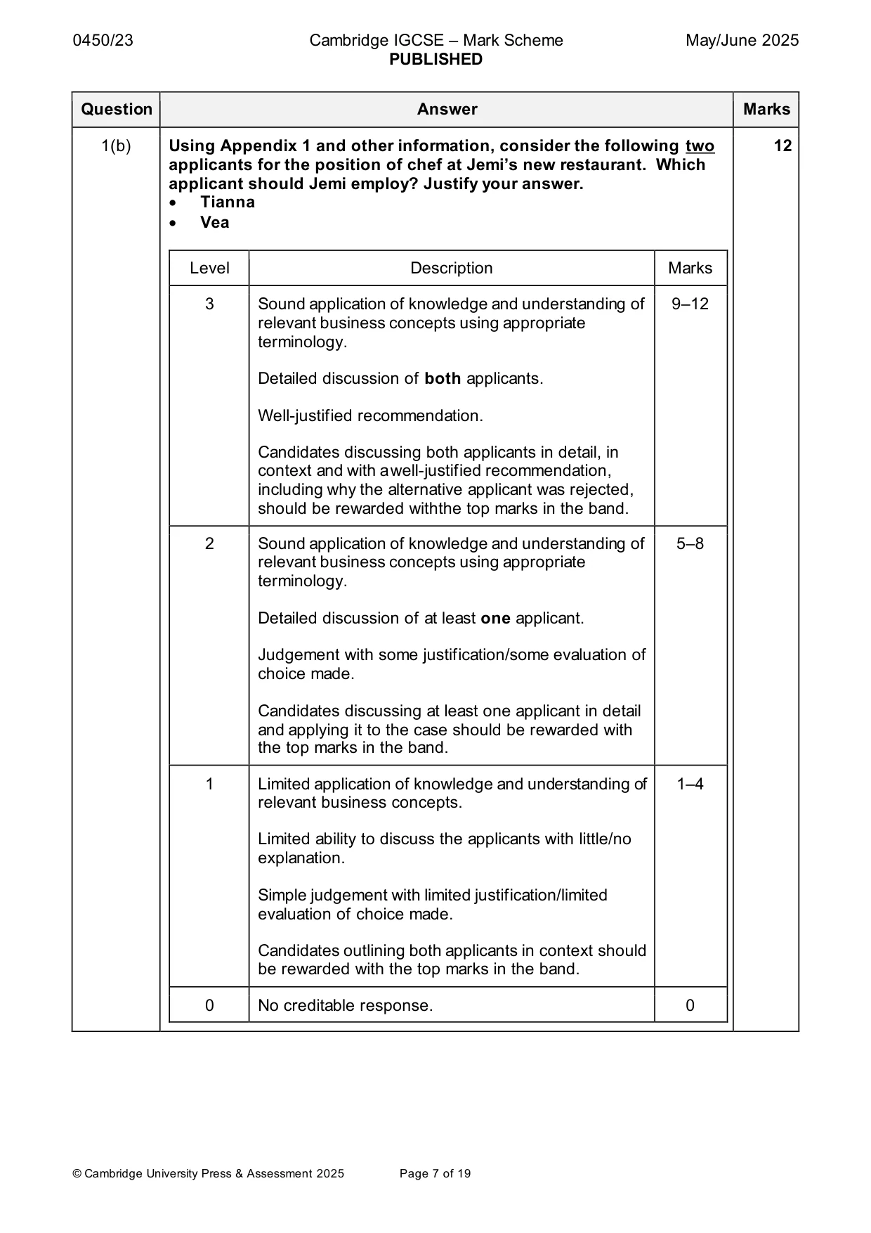 Mark scheme, page 7 of 19