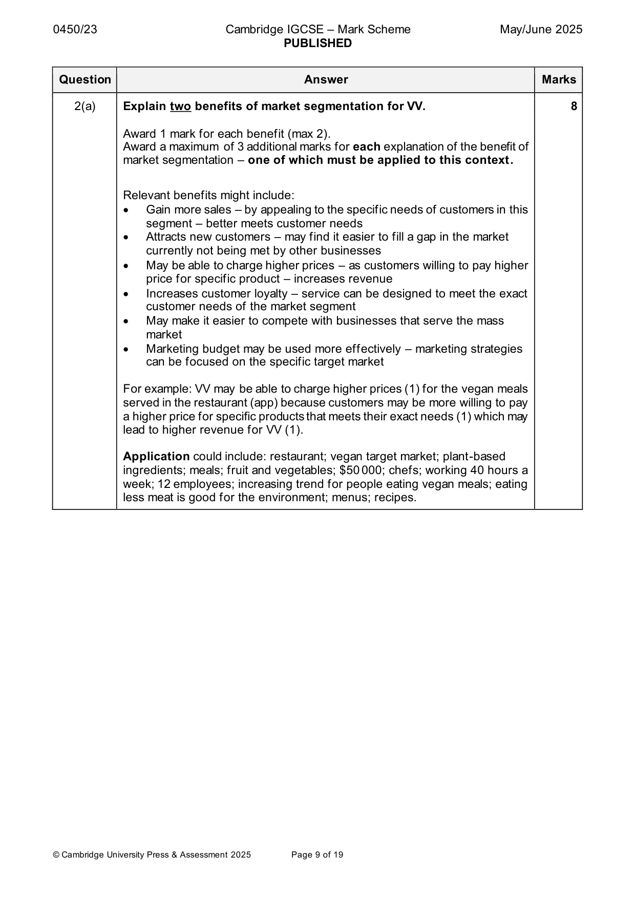 Mark scheme, page 9 of 19