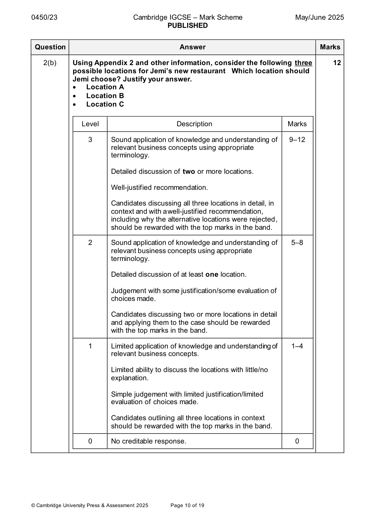 Mark scheme, page 10 of 19