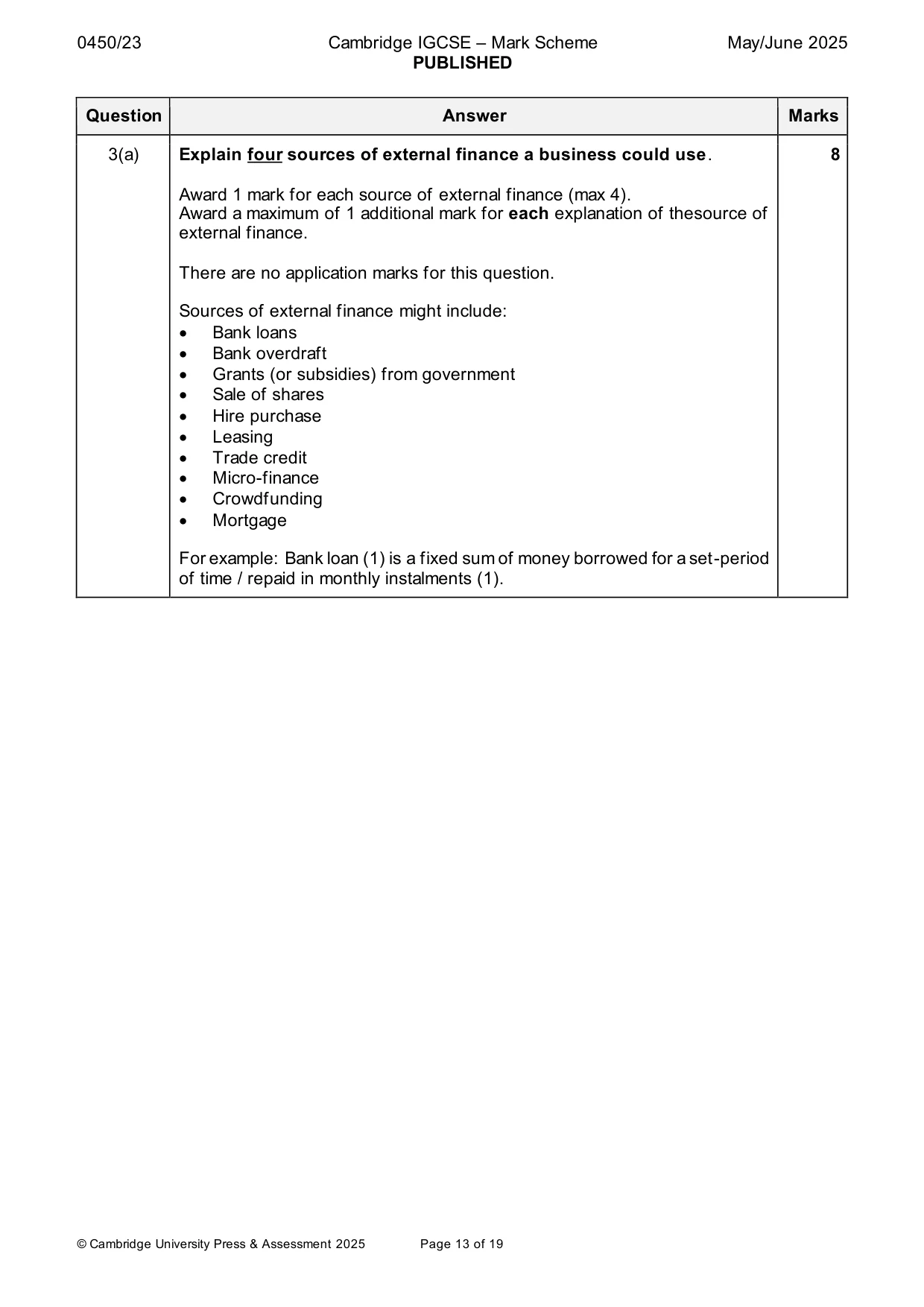 Mark scheme, page 13 of 19