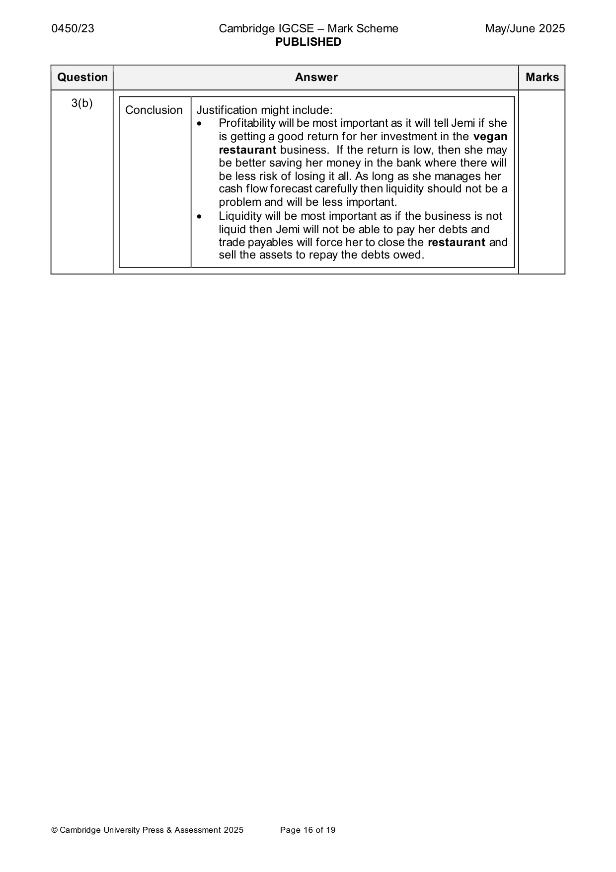 Mark scheme, page 16 of 19