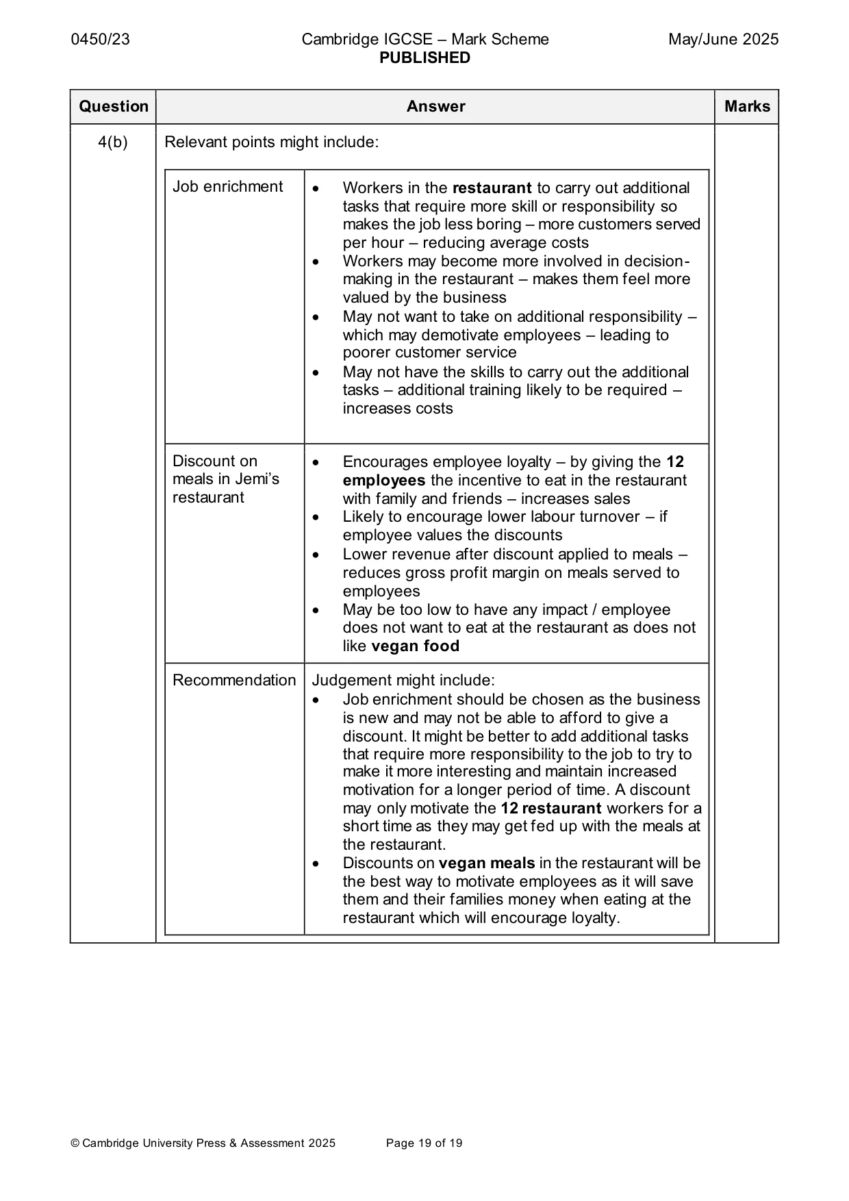 Mark scheme, page 19 of 19