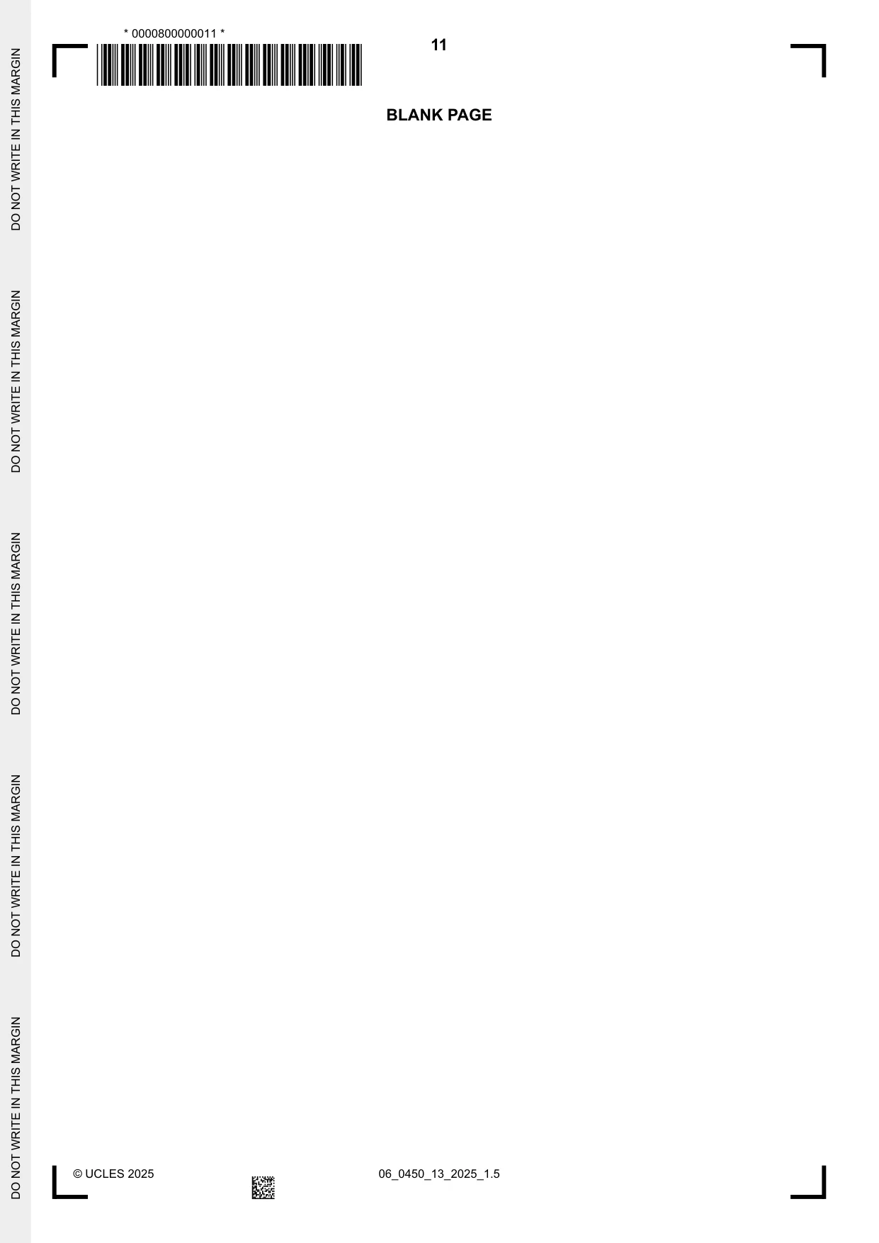 Cambridge IGCSE Business Studies 0450 2025 May/June Paper 1 · Variant 3 question paper, page 11 of 12