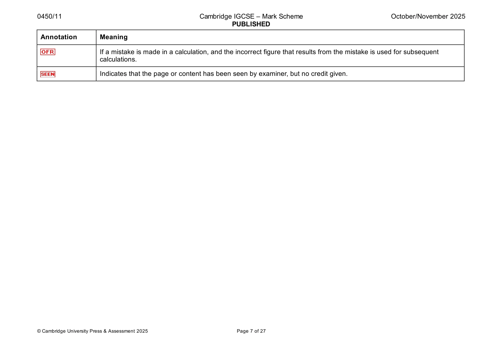 Mark scheme, page 7 of 27