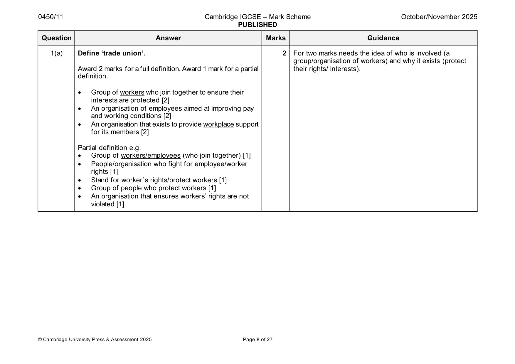 Mark scheme, page 8 of 27