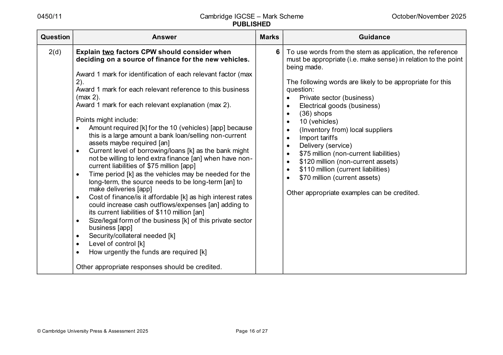 Mark scheme, page 16 of 27