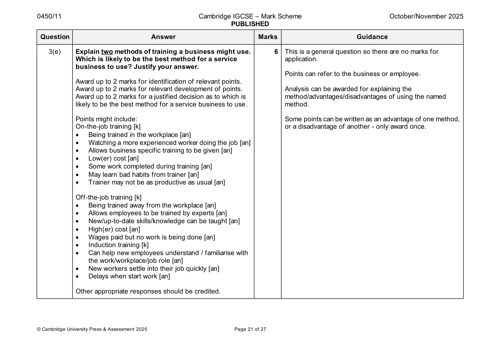 Mark scheme, page 21 of 27