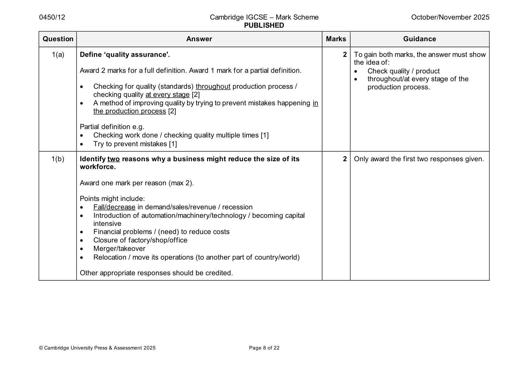 Mark scheme, page 8 of 22