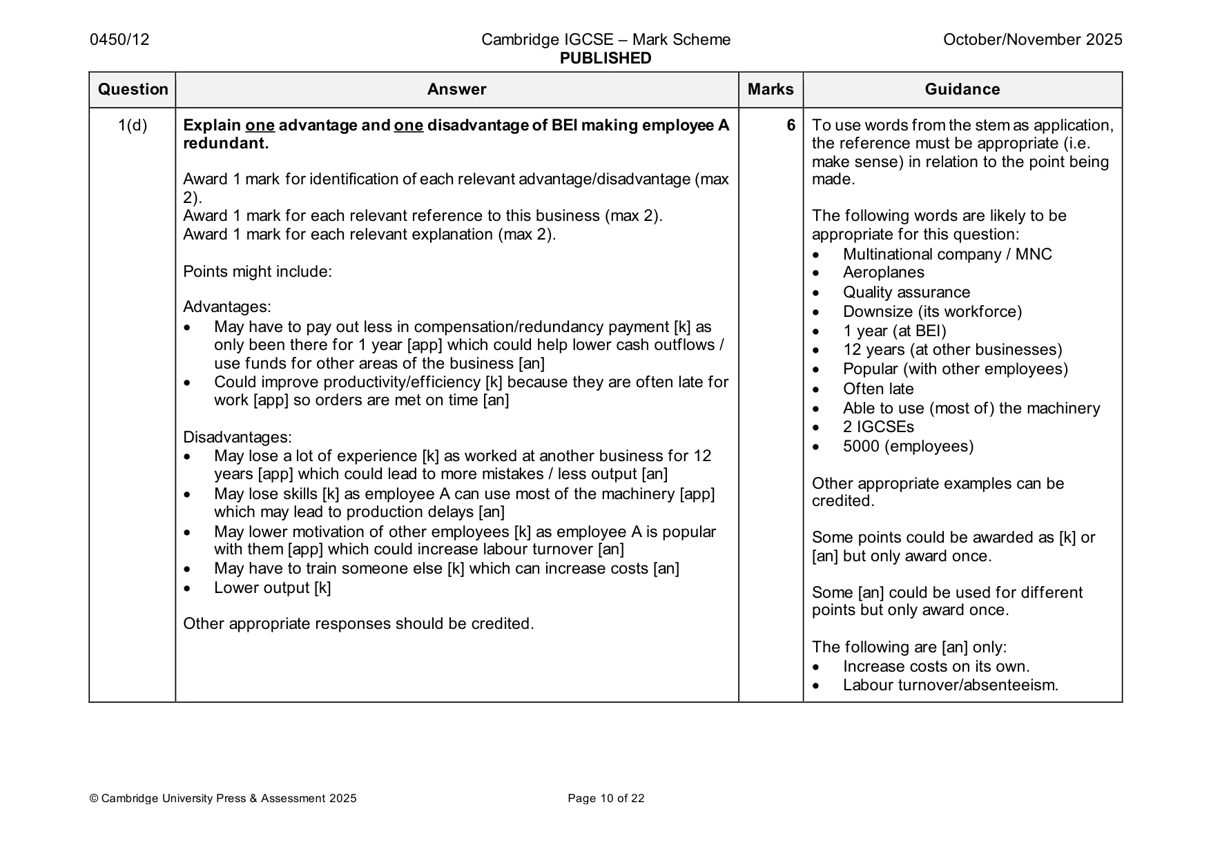 Mark scheme, page 10 of 22