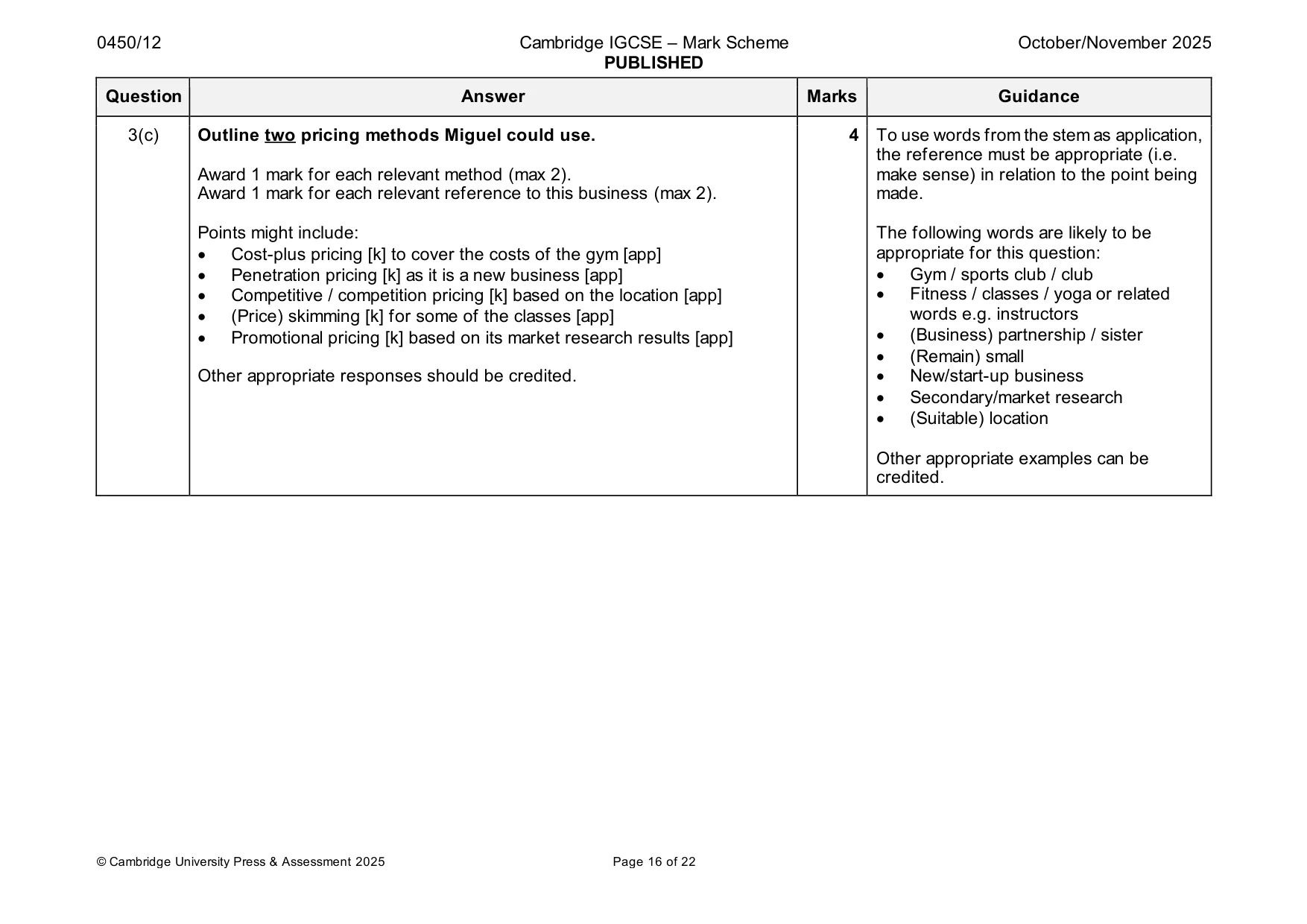 Mark scheme, page 16 of 22