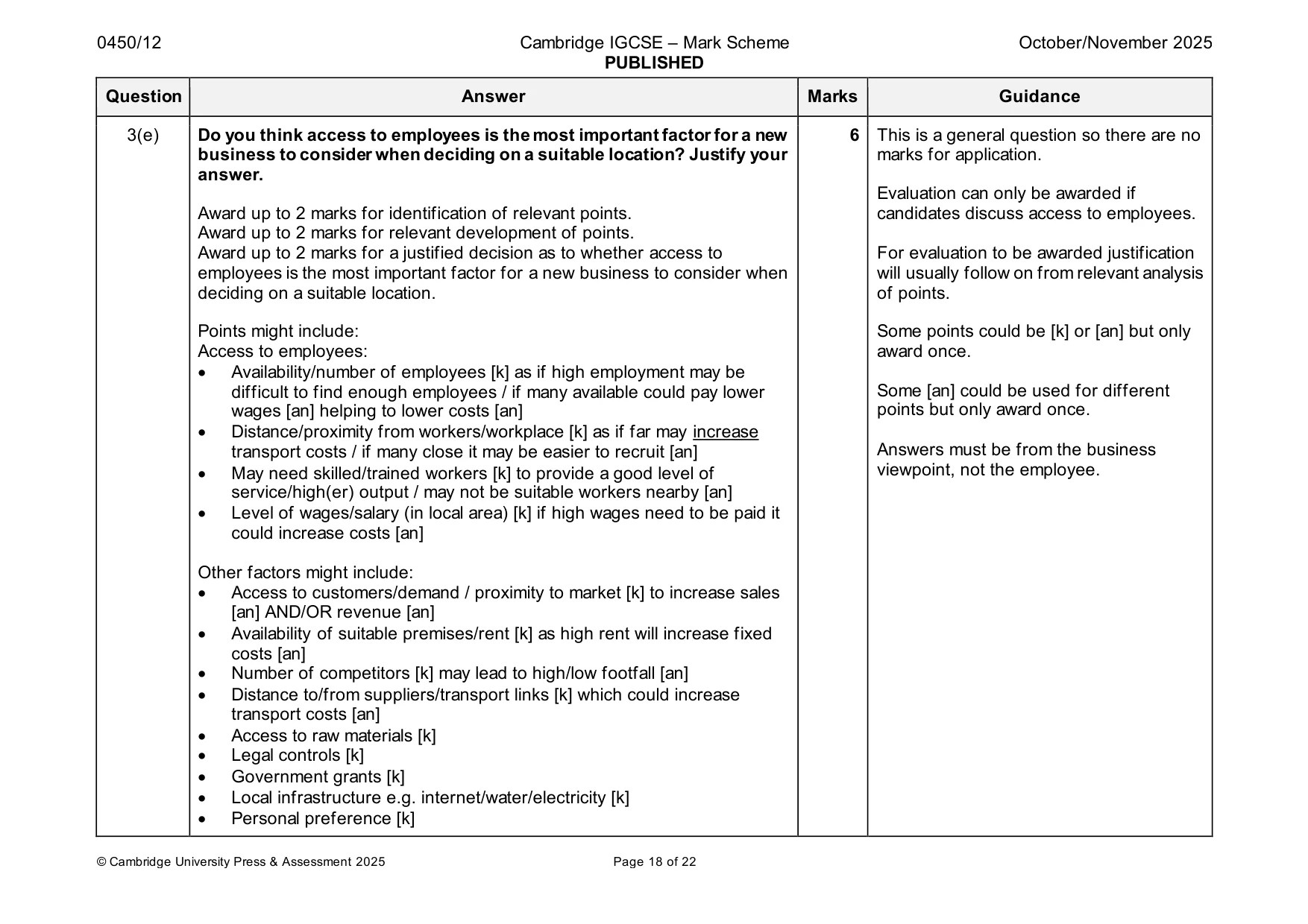 Mark scheme, page 18 of 22
