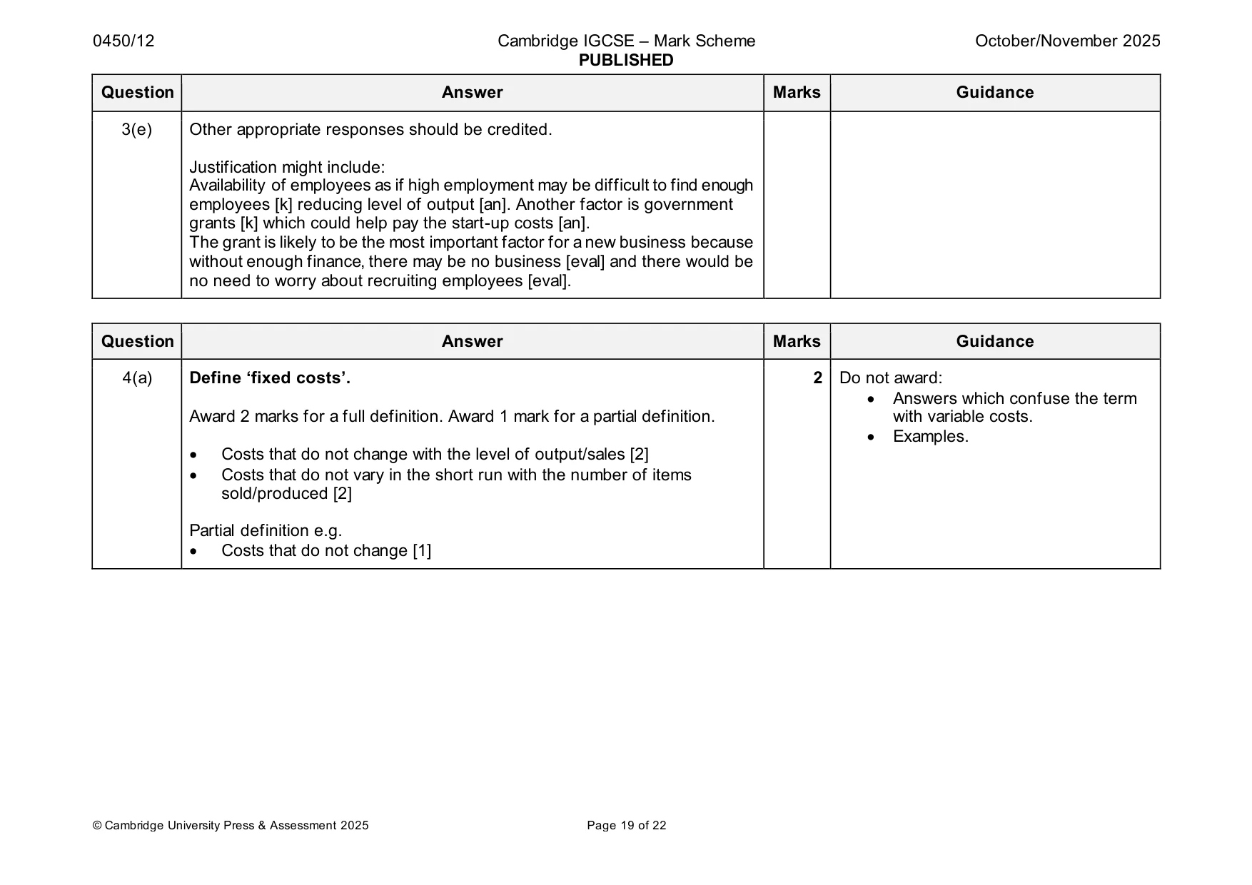 Mark scheme, page 19 of 22
