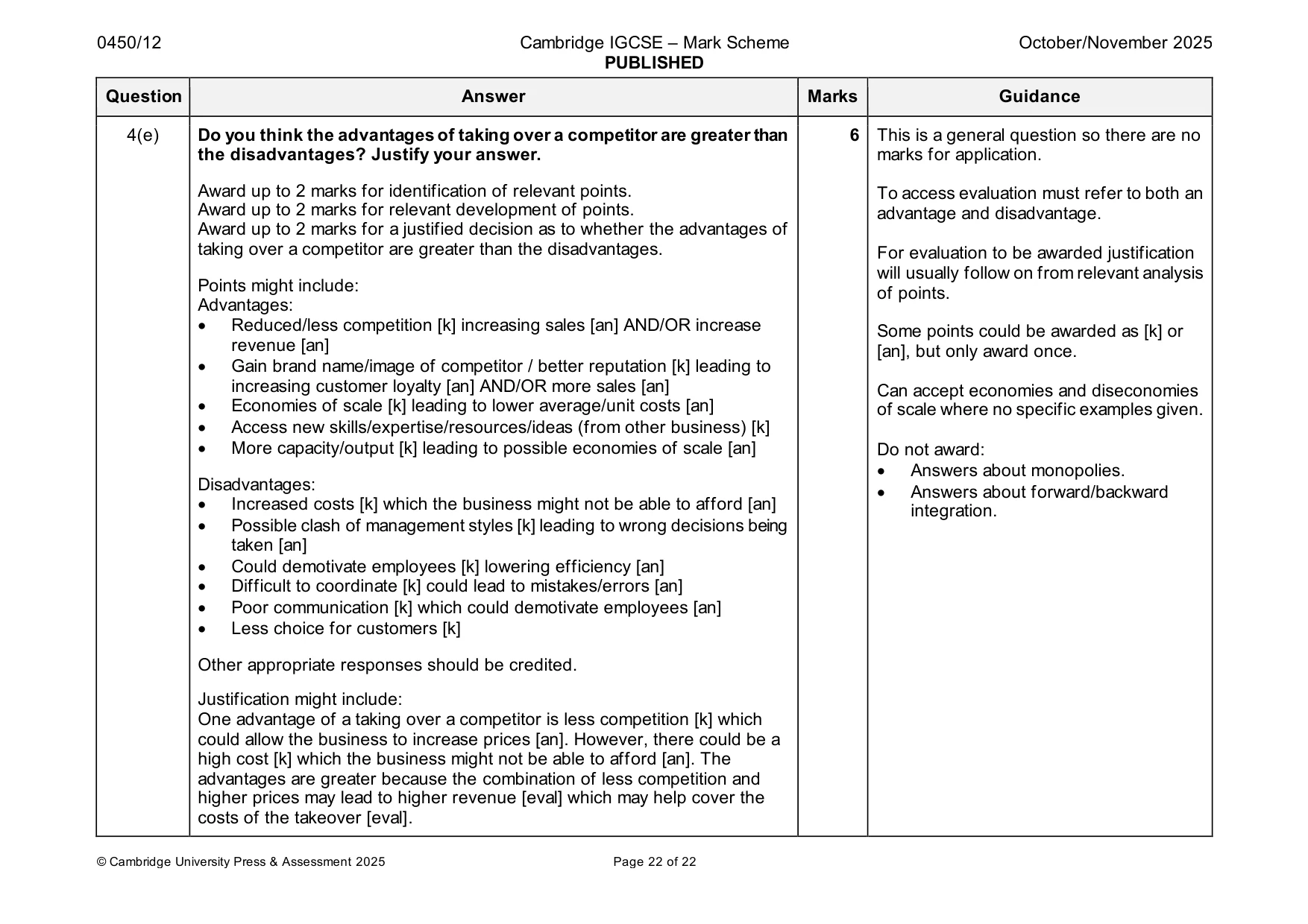 Mark scheme, page 22 of 22