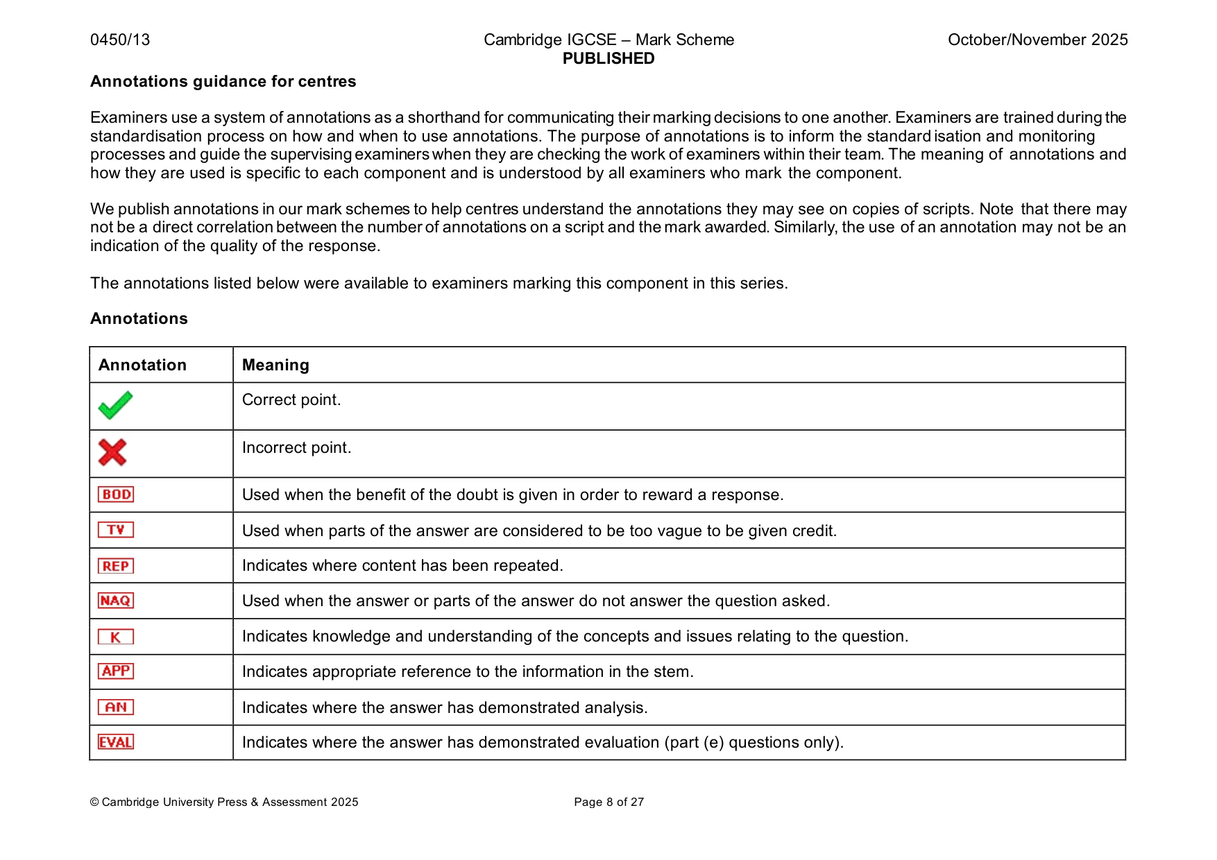 Mark scheme, page 8 of 27