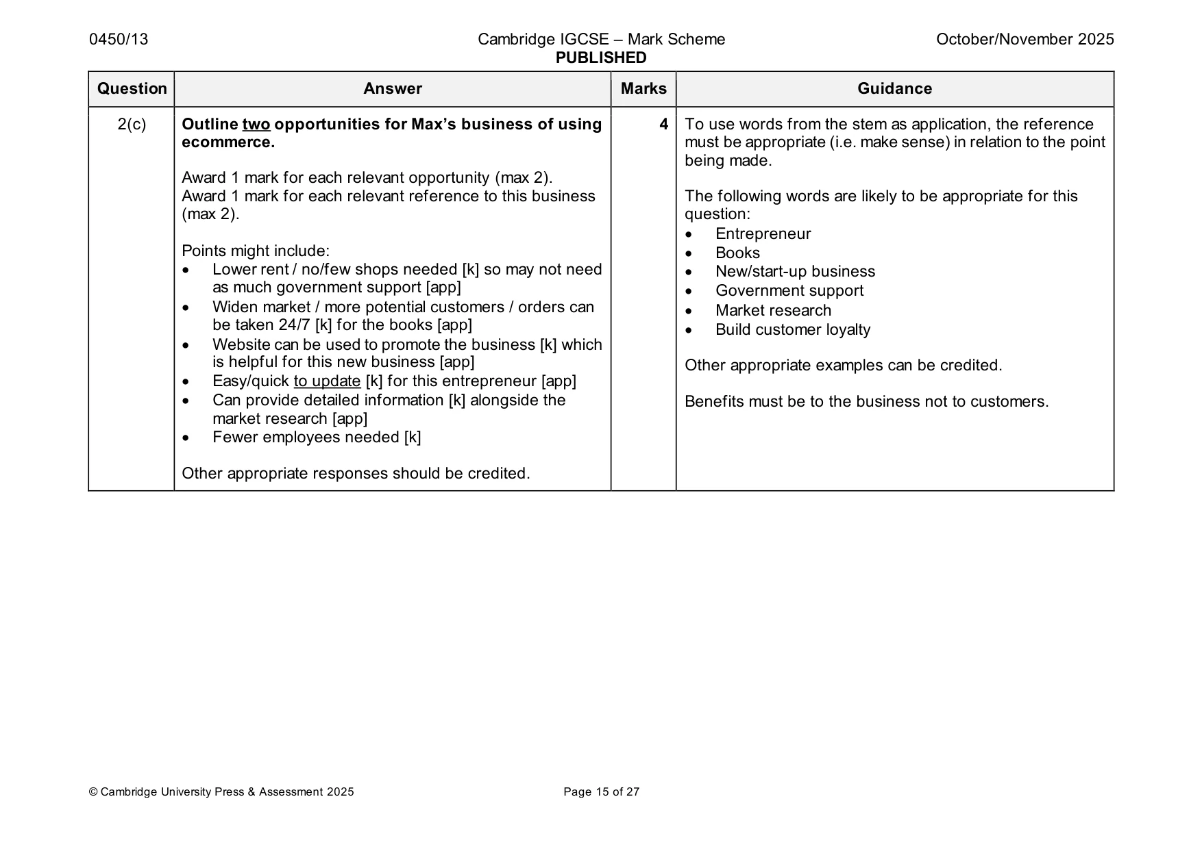 Mark scheme, page 15 of 27