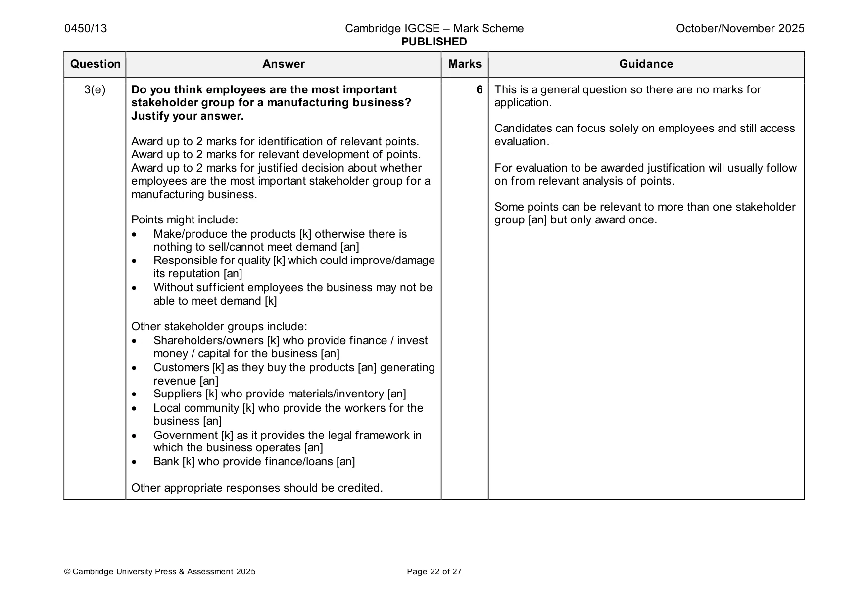 Mark scheme, page 22 of 27