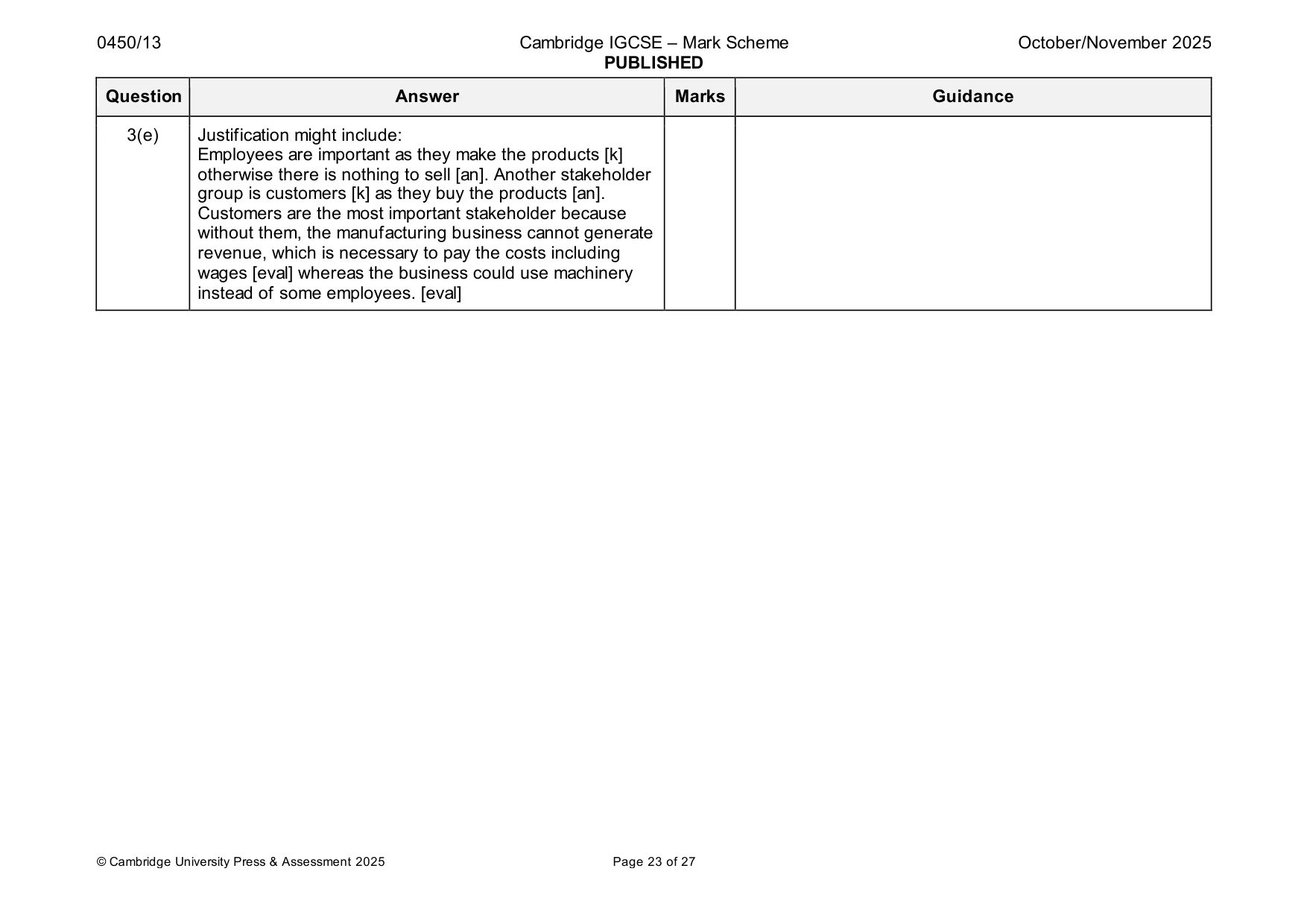 Mark scheme, page 23 of 27