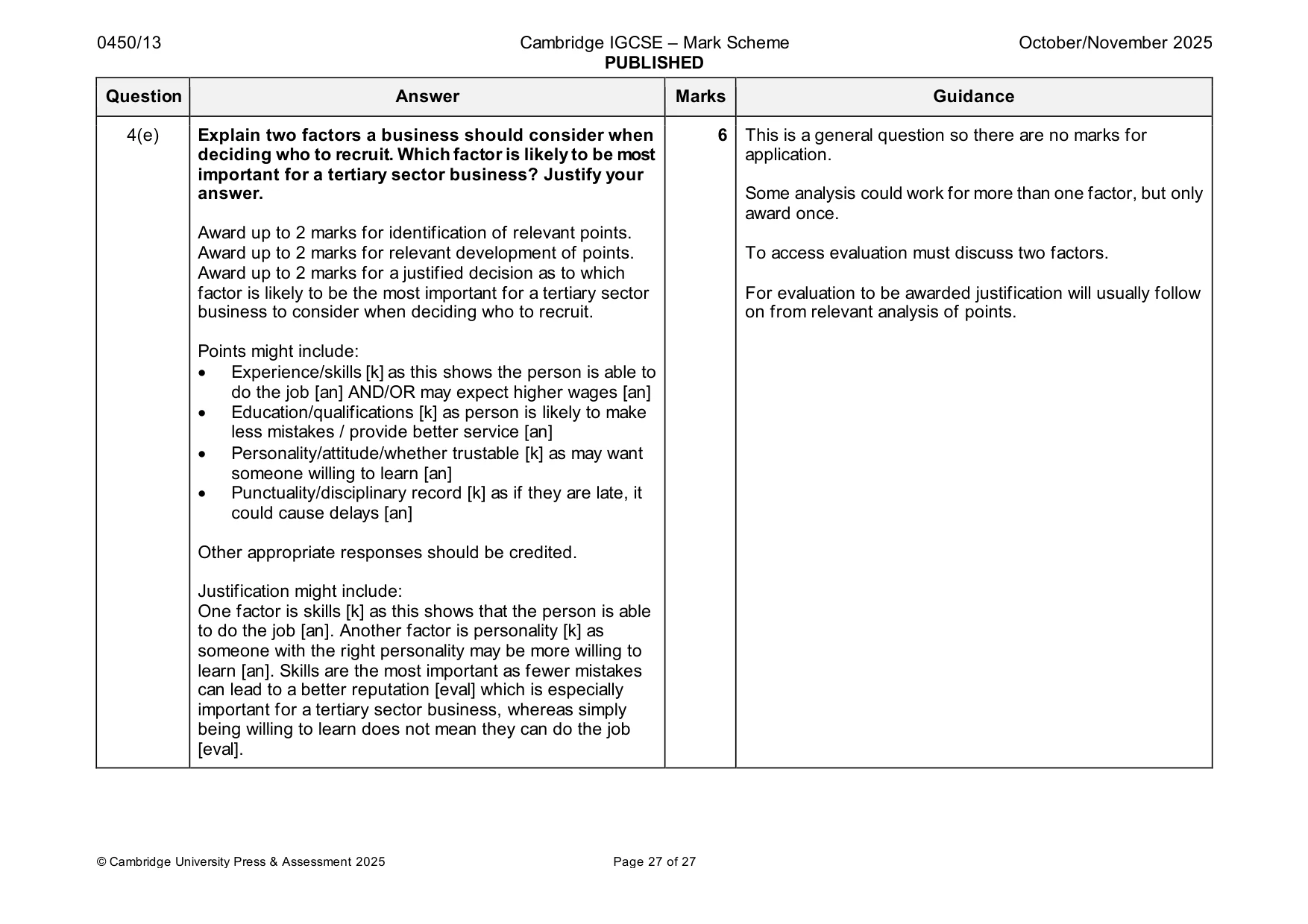 Mark scheme, page 27 of 27