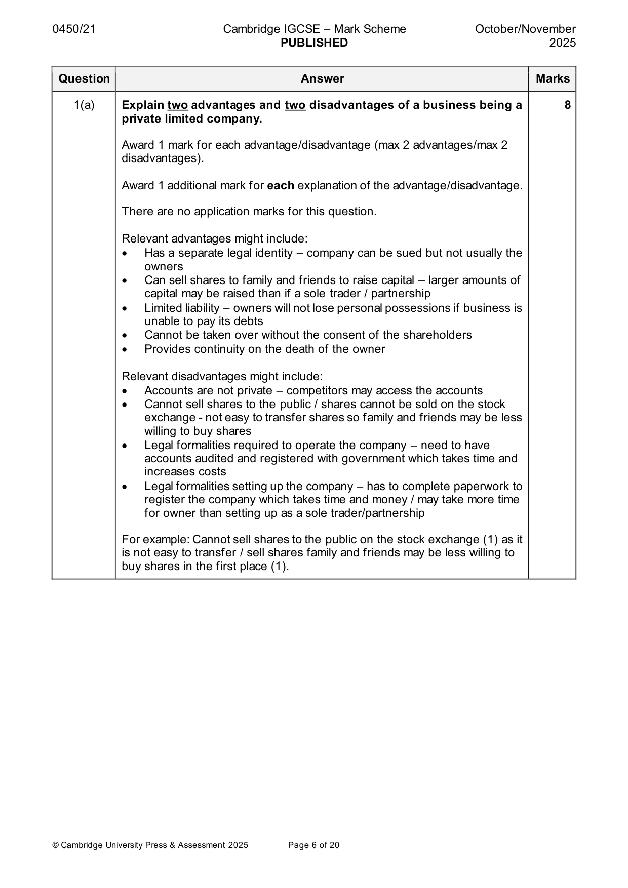 Mark scheme, page 6 of 20