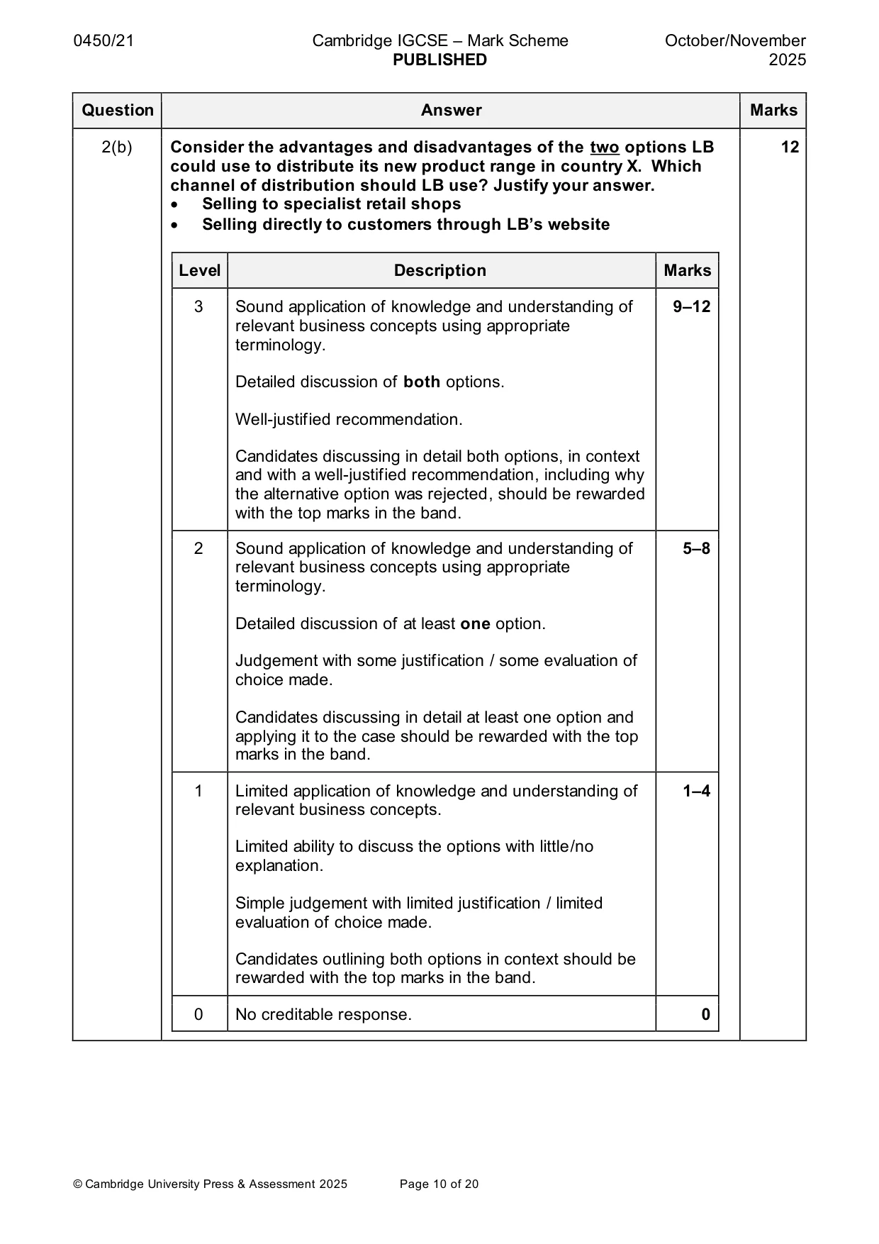 Mark scheme, page 10 of 20