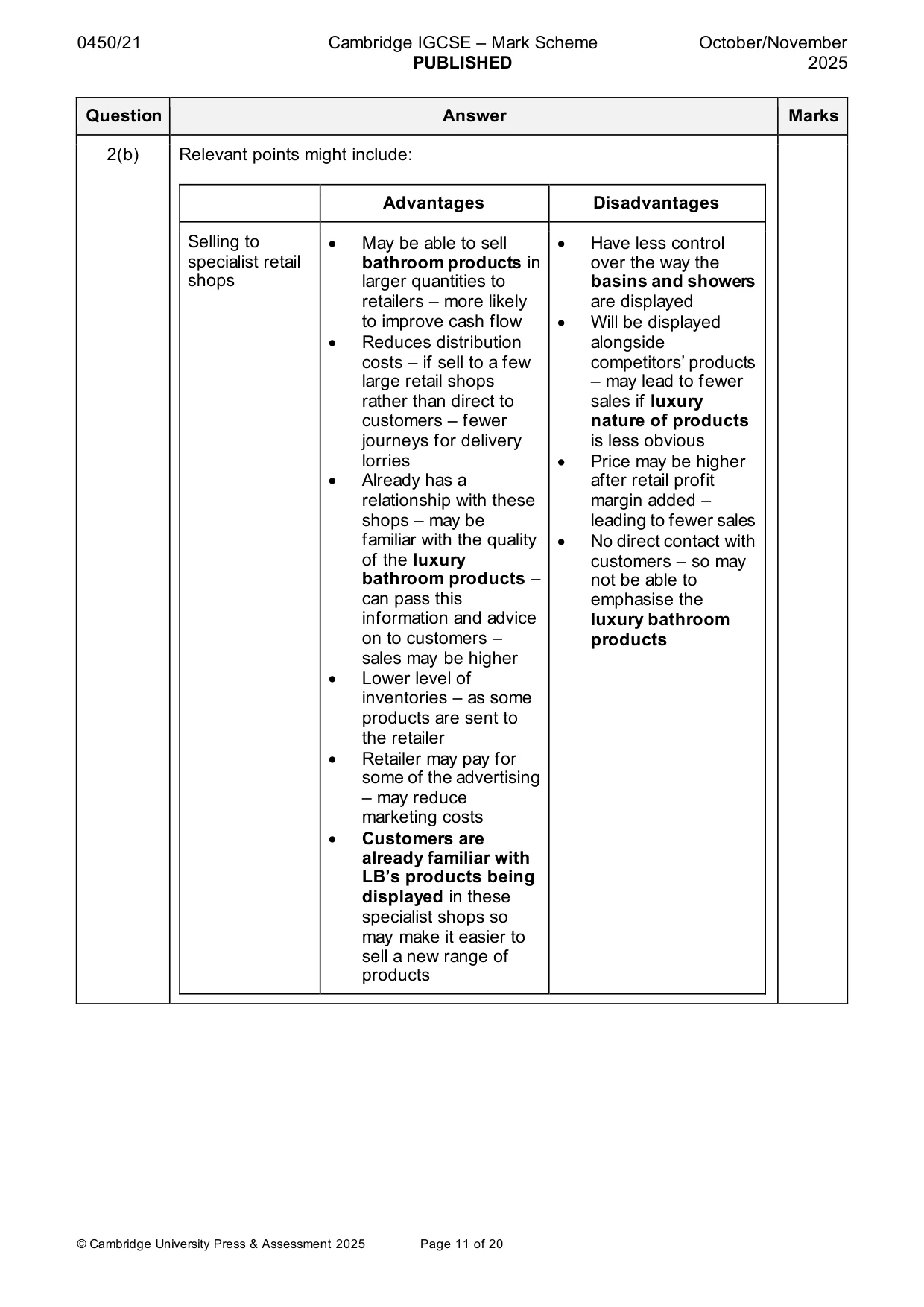 Mark scheme, page 11 of 20