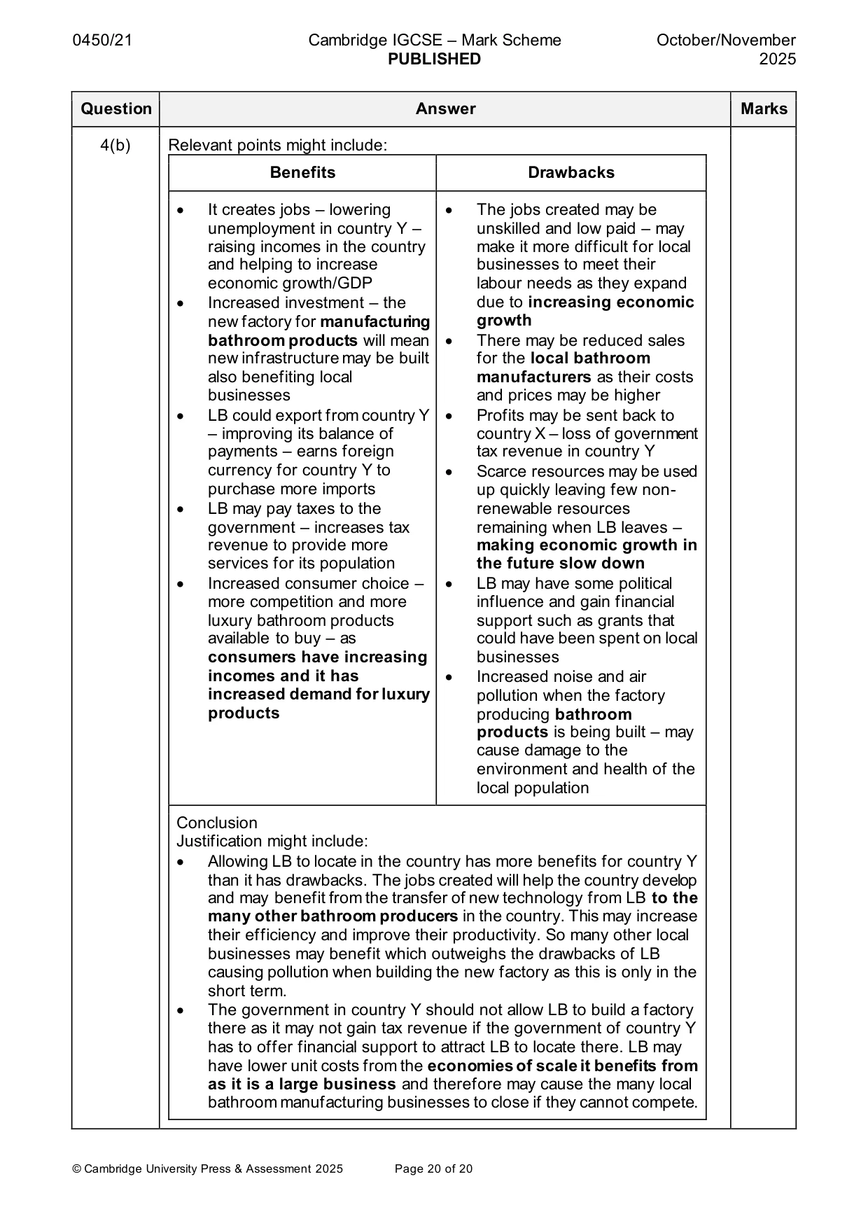 Mark scheme, page 20 of 20