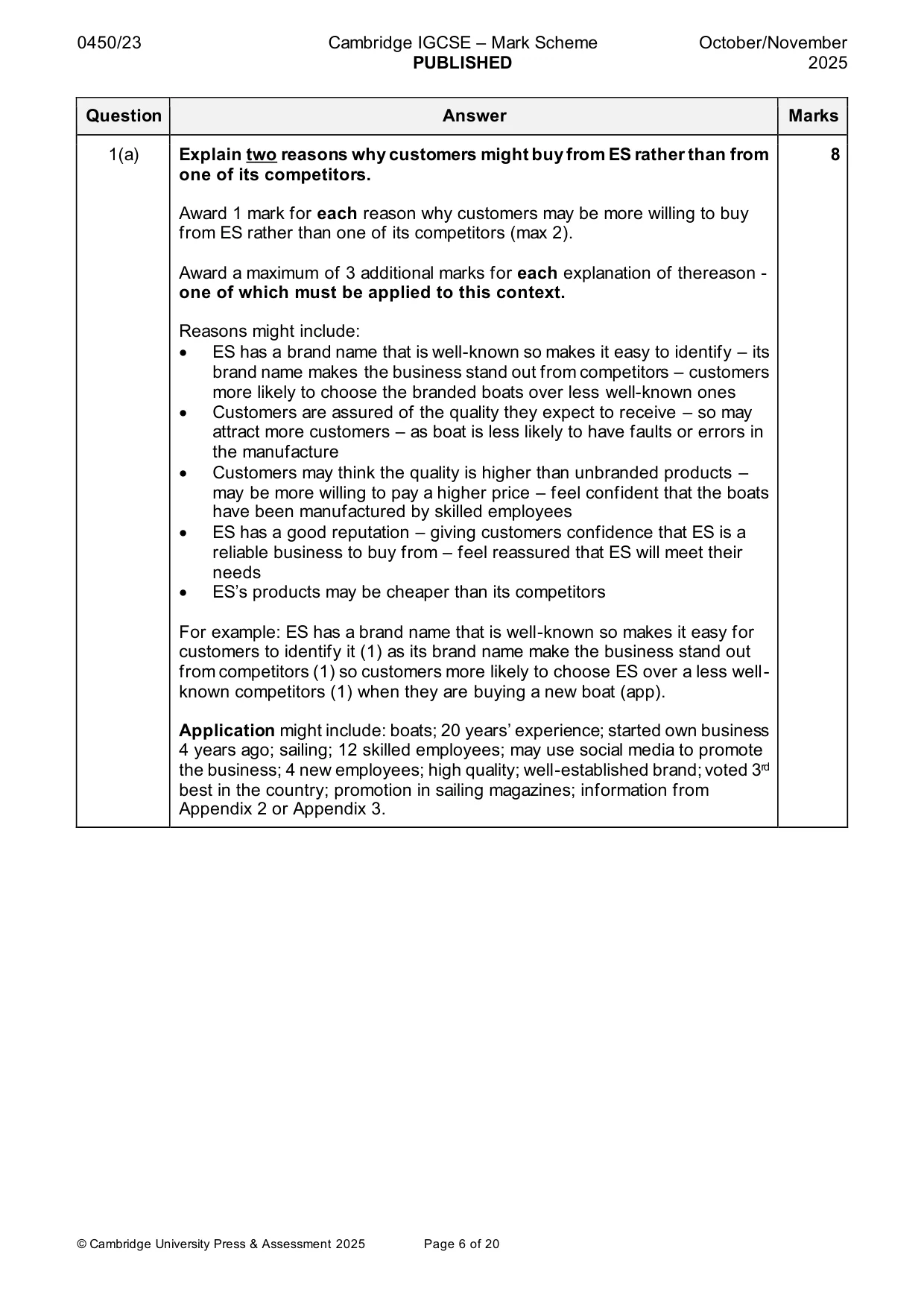 Mark scheme, page 6 of 20