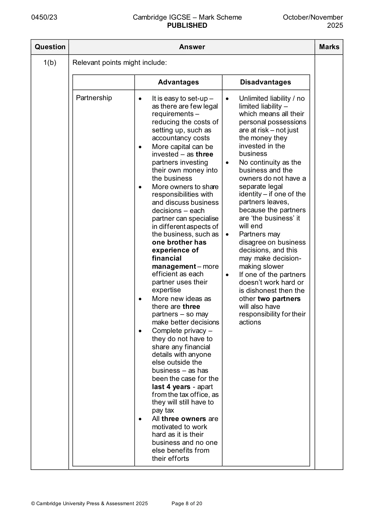 Mark scheme, page 8 of 20