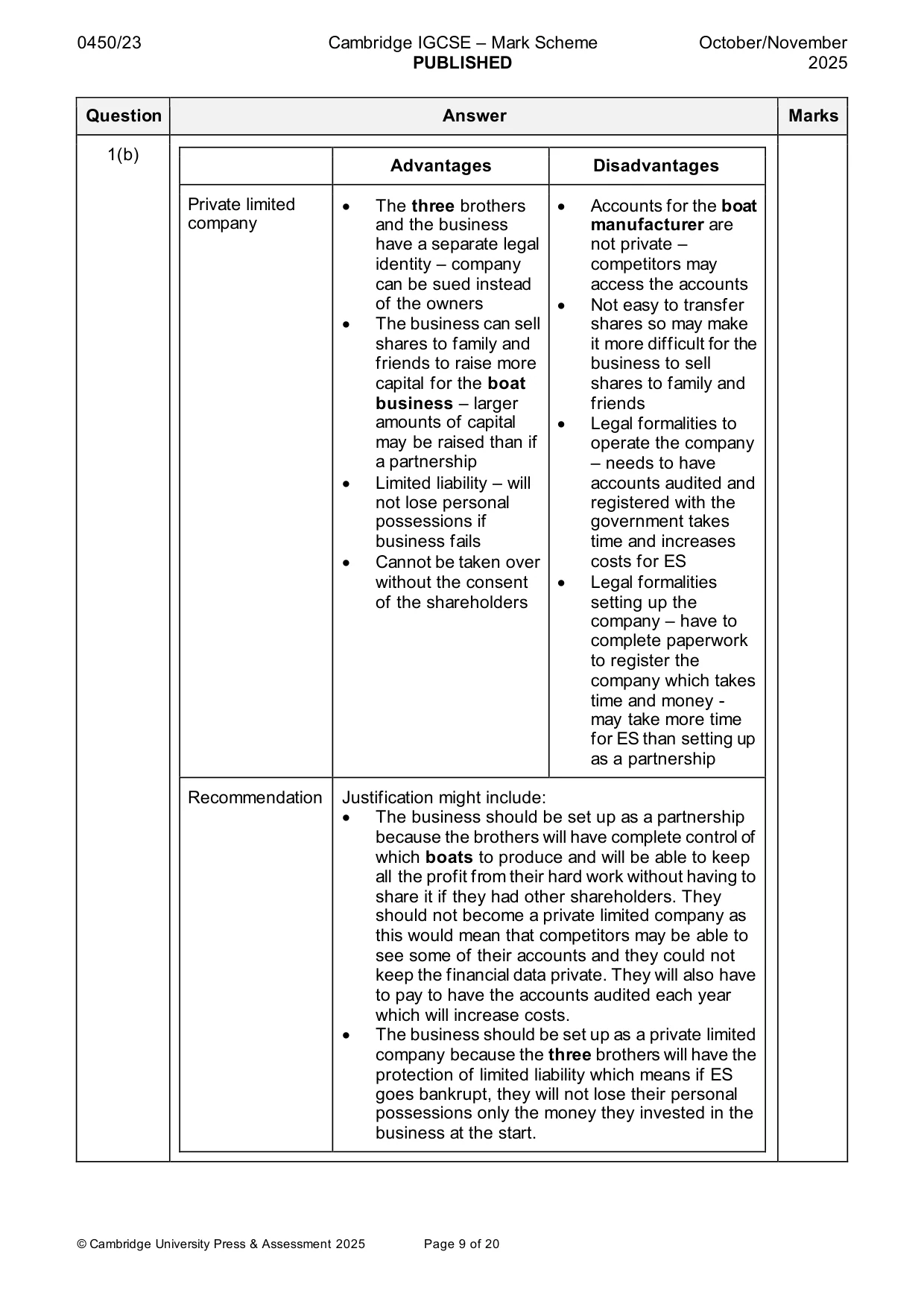 Mark scheme, page 9 of 20