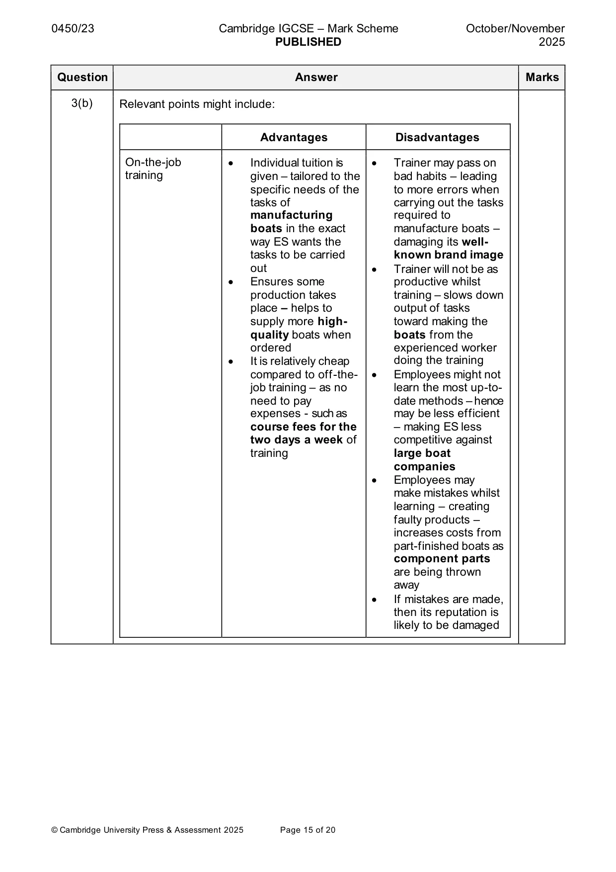 Mark scheme, page 15 of 20